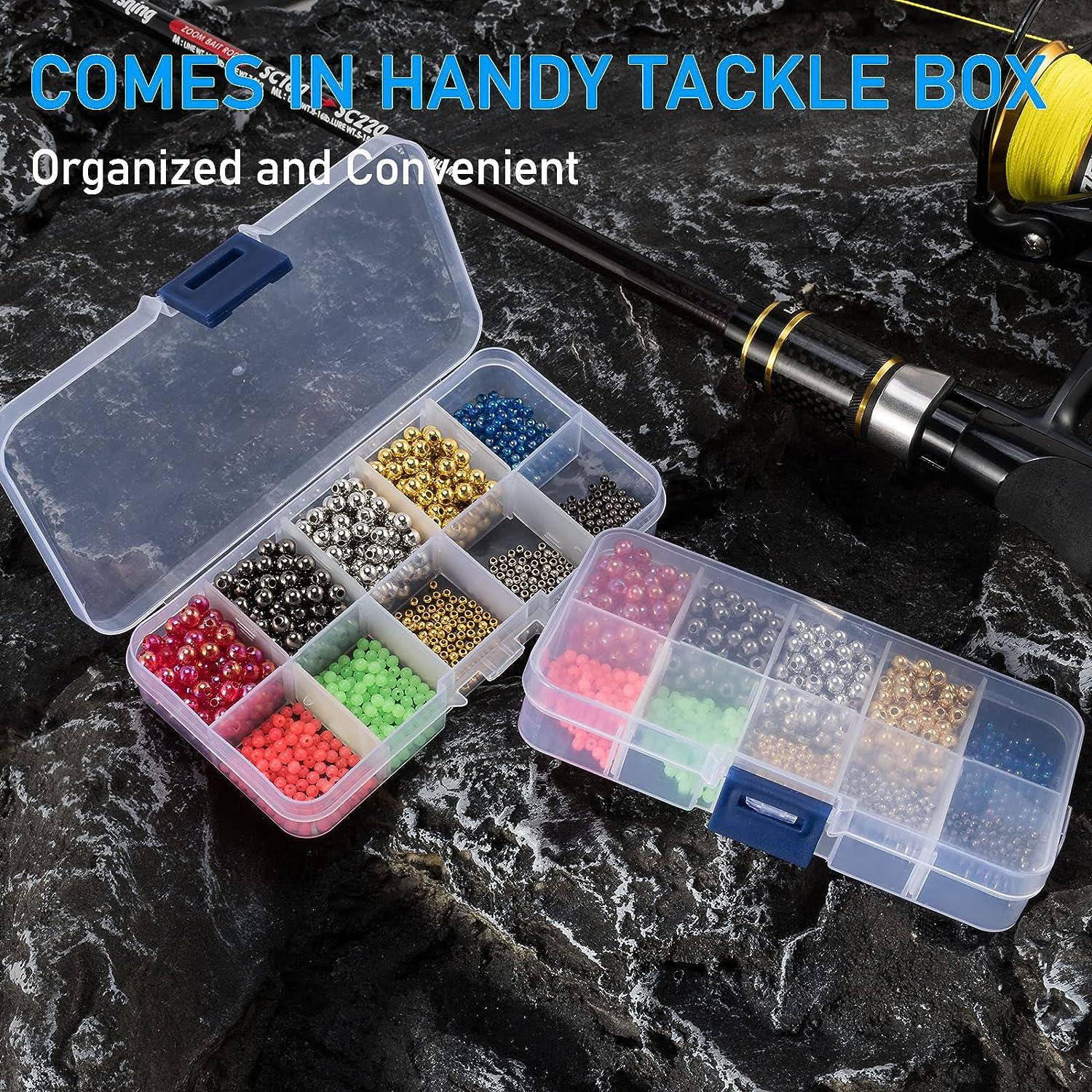 Dr.Fish Fishing Bead Bait Eggs Kits Floating Ball Stopper Plastic with Box  Glow Round Luminous Saltwater Freshwater Salmon Trout 500-3000pcs  1000pcs,0.08/0.12/0.2 inch