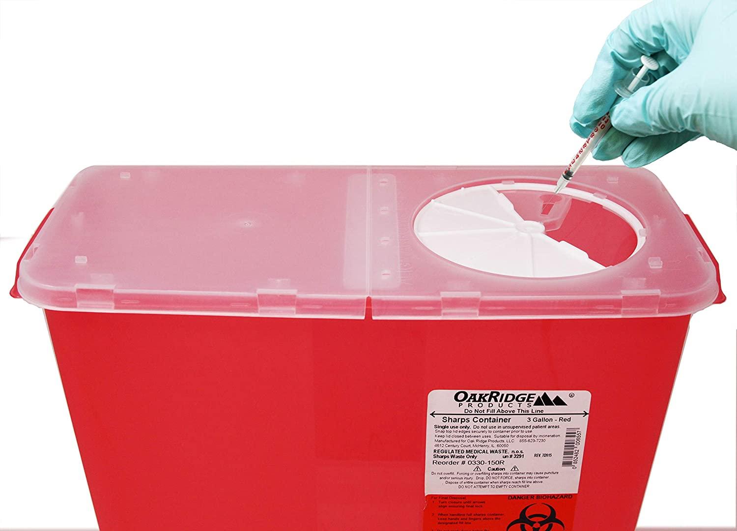 Oakridge 3 Gallon Size (Pack of 3) Needle and Syringe Disposal Container