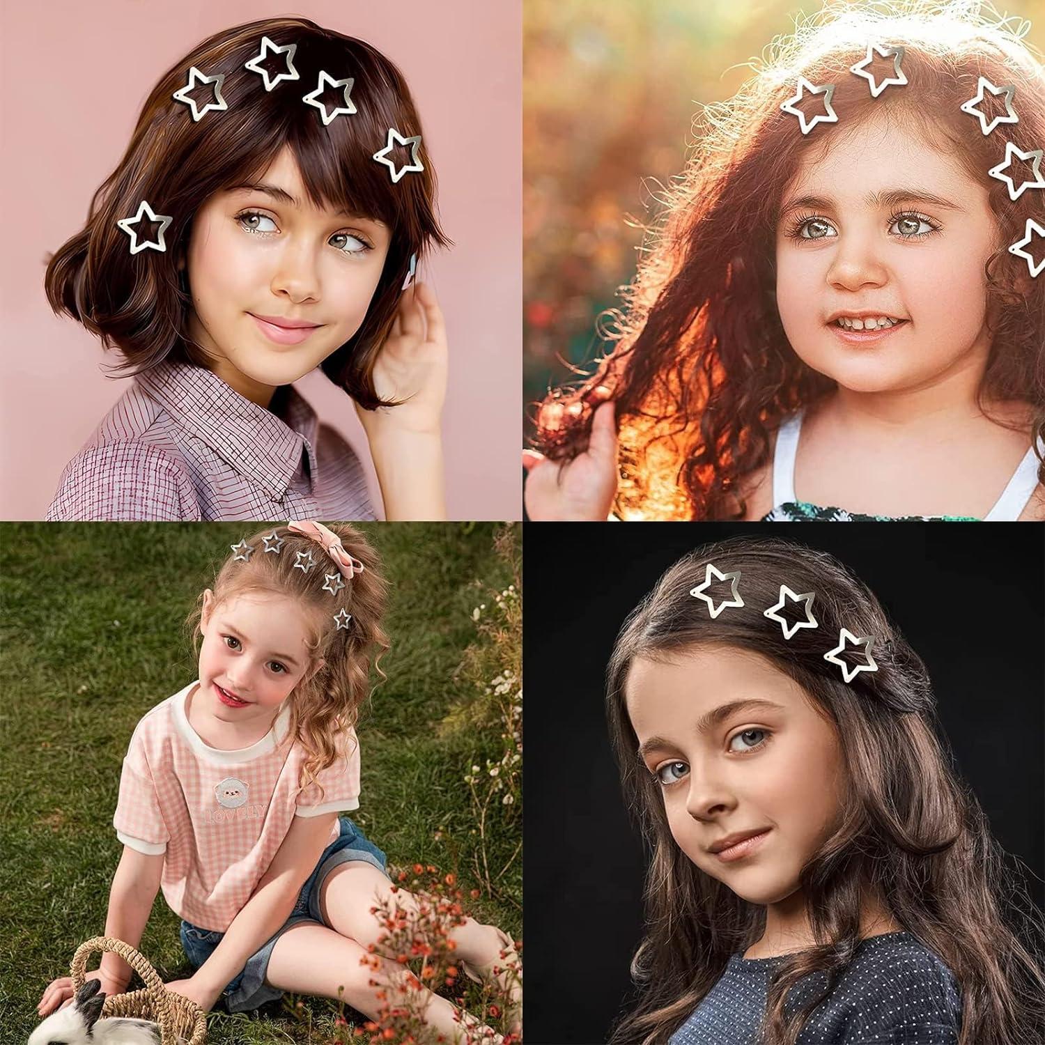 thumbnail image 2 of 20 PCS Star Snap Hair Clips Silver Y2K 2000s Hair Accessories Non Slip Clips For Girls Women Hair Clip (1.22IN -Purple- 20 PCs 2 of 10