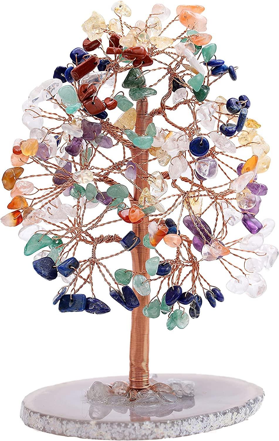 Albero Soldi Feng Shui In Pietra Naturale - Agata Bianca, Decorazione Per Casa E Ufficio, Regalo Spirituale - Foto 6