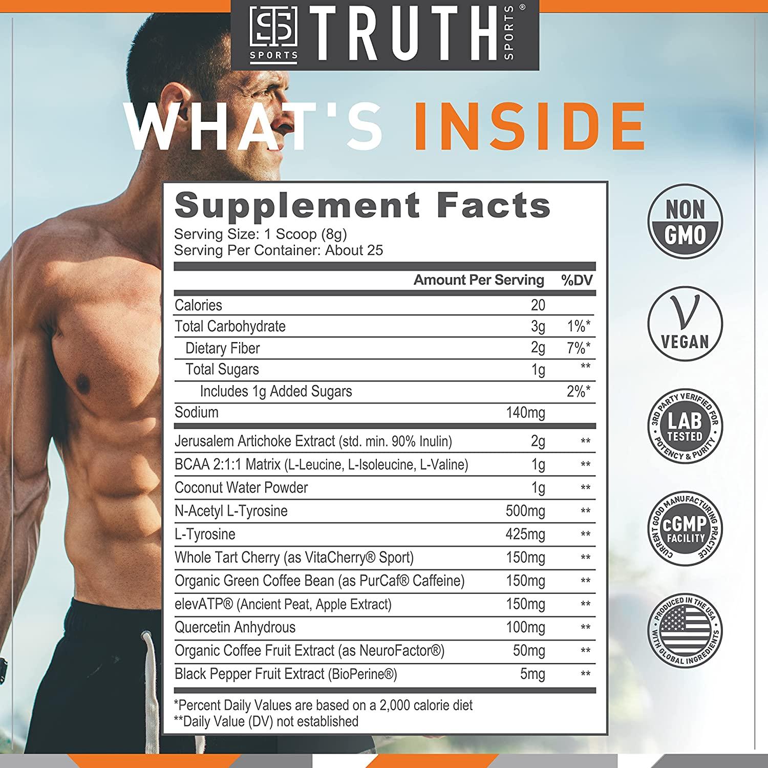 Truth Nutrition Natural Pre Workout Powder Clean Pre Workout for Men