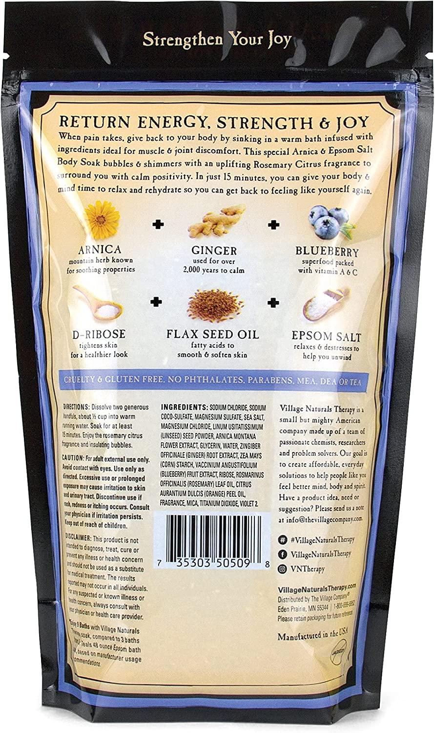 Village Naturals Therapy Chronic Pain Relief Bath Soak 36 oz Pack of 2