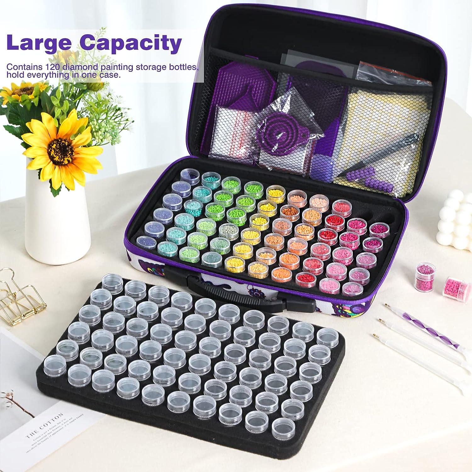 Quefe 120 Slots Diamond Painting Storage Containers, Diamond Painting Kits  Art Accessories and Tools Portable Box with Butterfly and Shockproof Jars  for DIY Art Craft Jewelry Bead Organizer Large (120Jars)