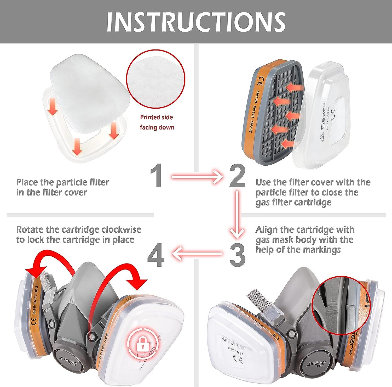 Masque de Protection Respiratoire AirGearPro M-500 ABEK1-P2