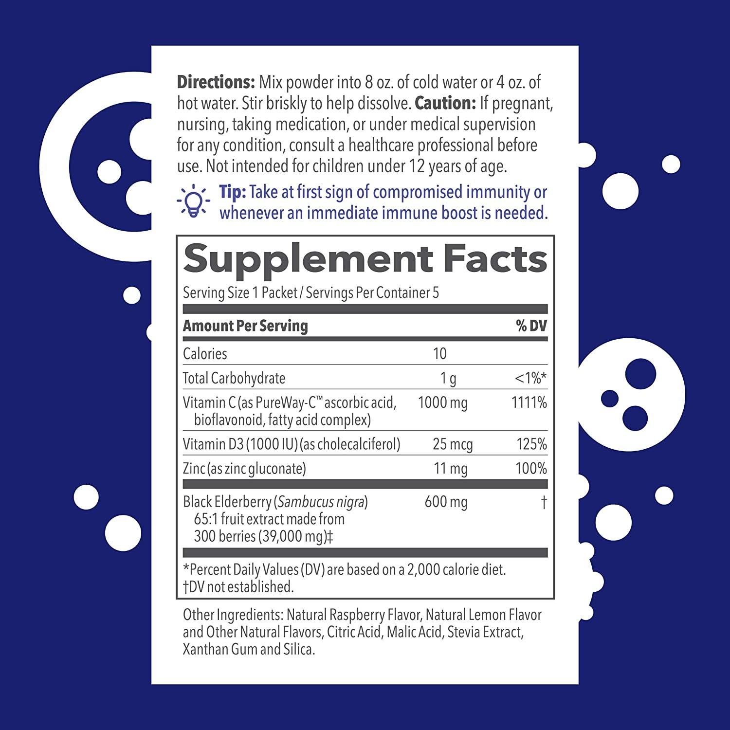 LifeSeasons Clinical Immunity Elderberry Drink Mix BerryLemon 39000 mg