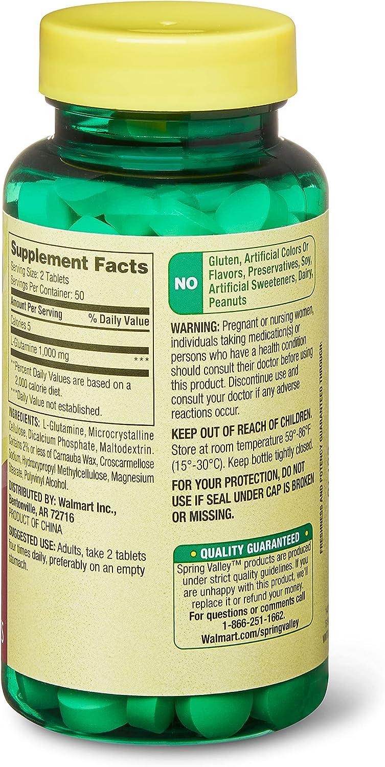 Spring Valley LGlutamine 500mg 100 Tablets (2 Pack) Premium