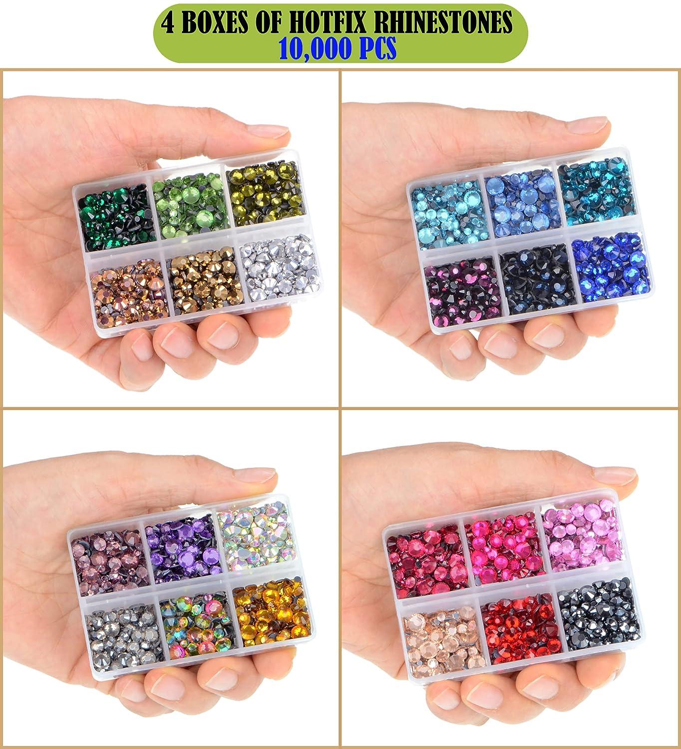 LPBeads 10000pcs Hotfix Rhinestones Flatback Glass Crystal 24 Mixed Color  Rhinestone with Tweezers and Picking Pen for Crafts Clothes Nail Art 24  Colors and 5 Sizes Each Color