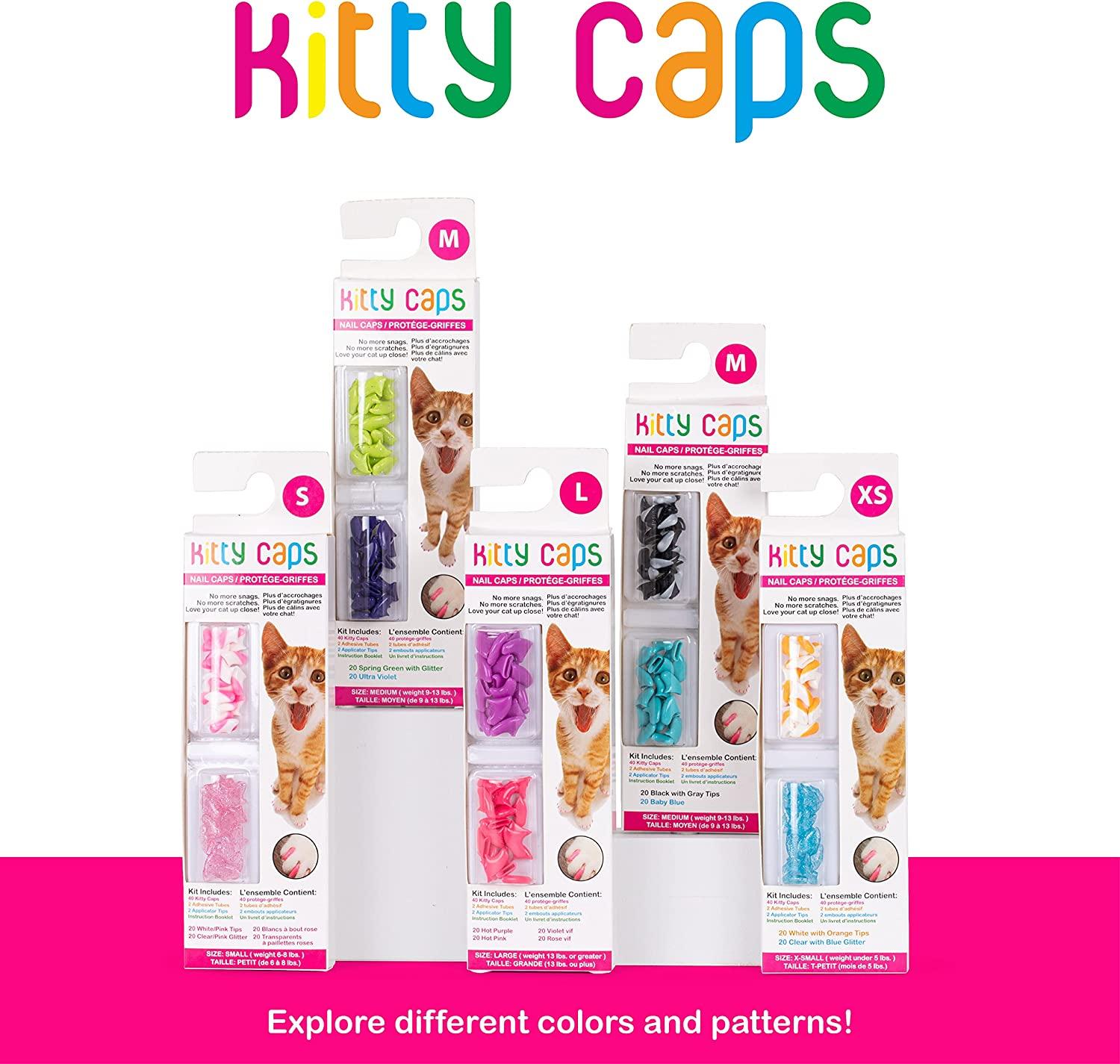 Kitty Caps Nail Caps for Cats - Spring Green with Glitter & Ultra Violet,  Multiple Sizes - Safe, Stylish & Humane Alternative to Declawing - Stops  Snags and Scratches - Cat Claw