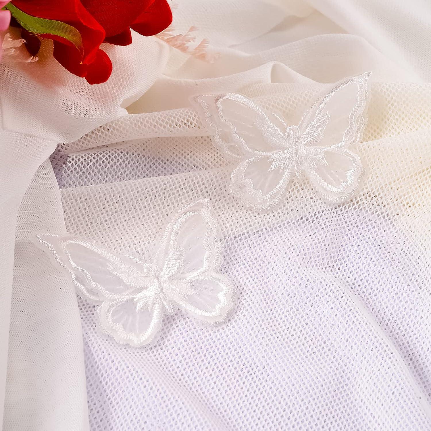 Soft Lace Butterfly Iron on Patches 3D Embroidered Appliques for DIY  Clothing Dress Organza Curtain Hole Repair Stripes Clothes