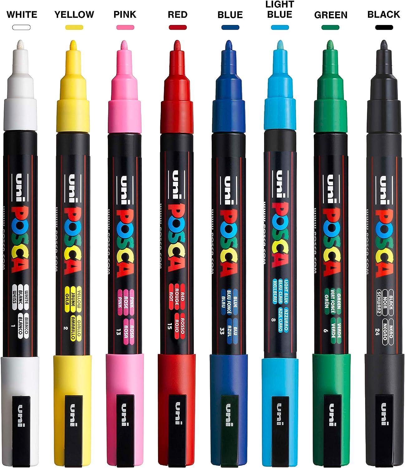 Posca Paint Markers Set of Fine Tip Acrylic Paint Pens for Art
