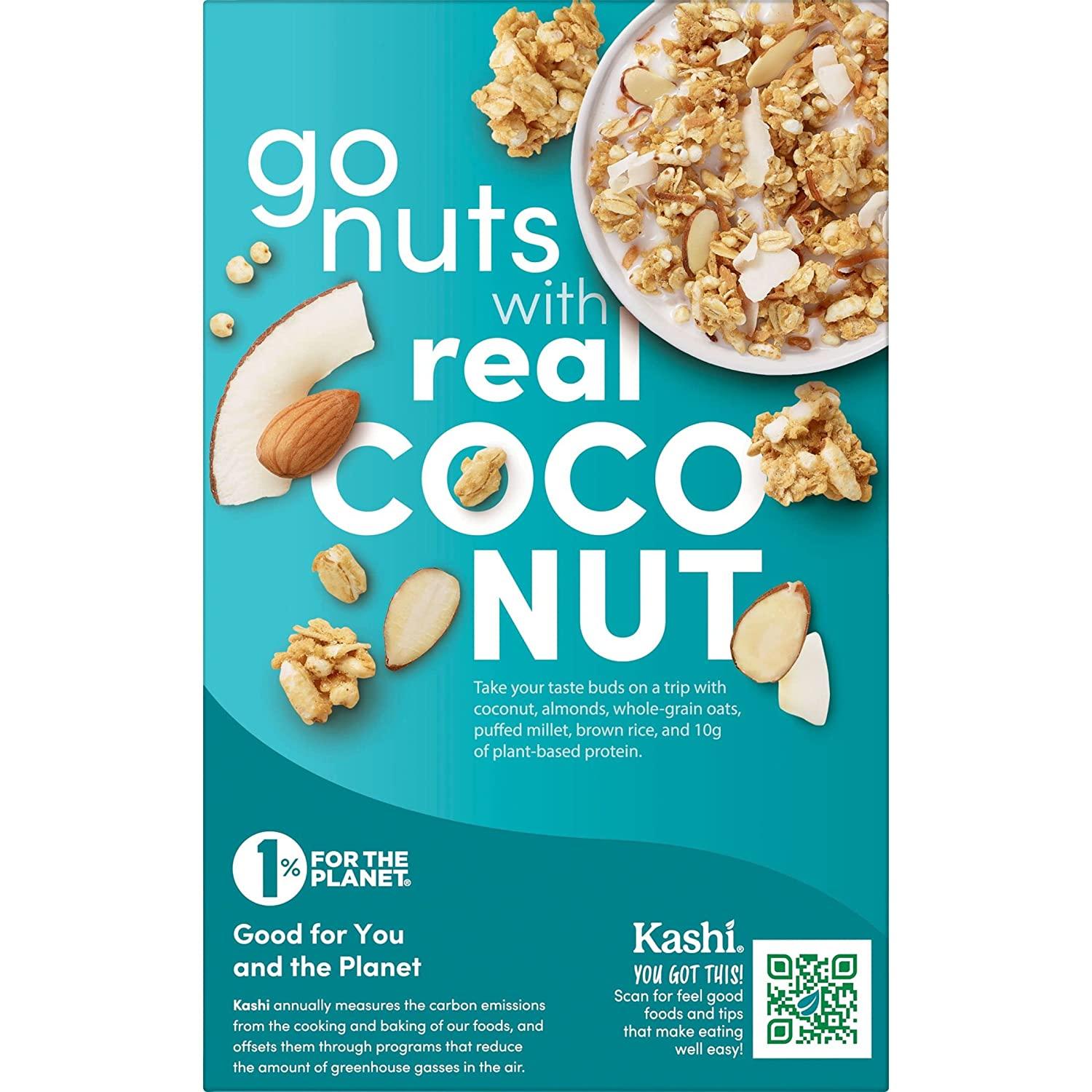 Kashi GO Vegan Protein Fiber Cereal Coconut Almond Crunch 13.2oz 1 Box