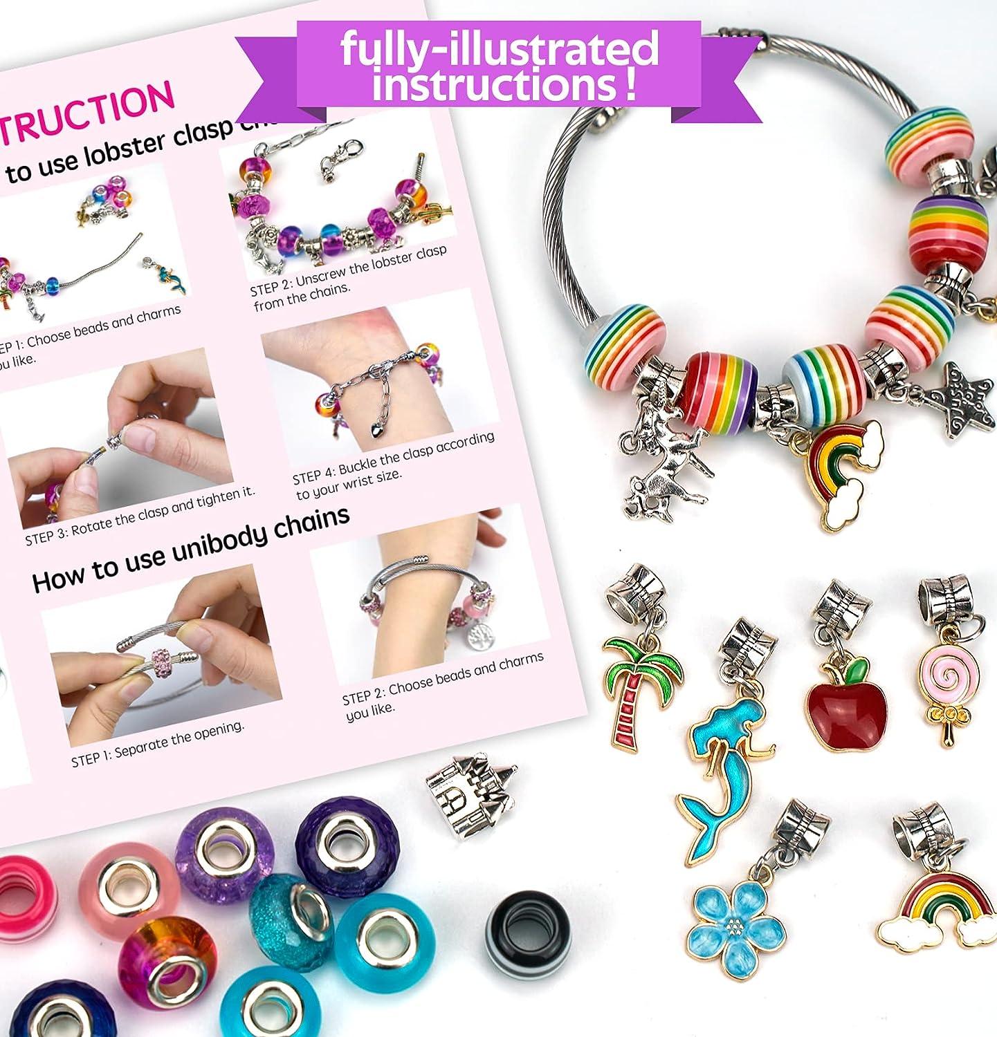 Charm Bracelet Making Kit Gionlion 150 Pcs Jewelry Making Supplies  Including European Beads Charm Pendants Snake Chains Unicorn Gifts Set for Teen  Girls Arts and Crafts for Kids Ages 5 6 7 8 9 10-12