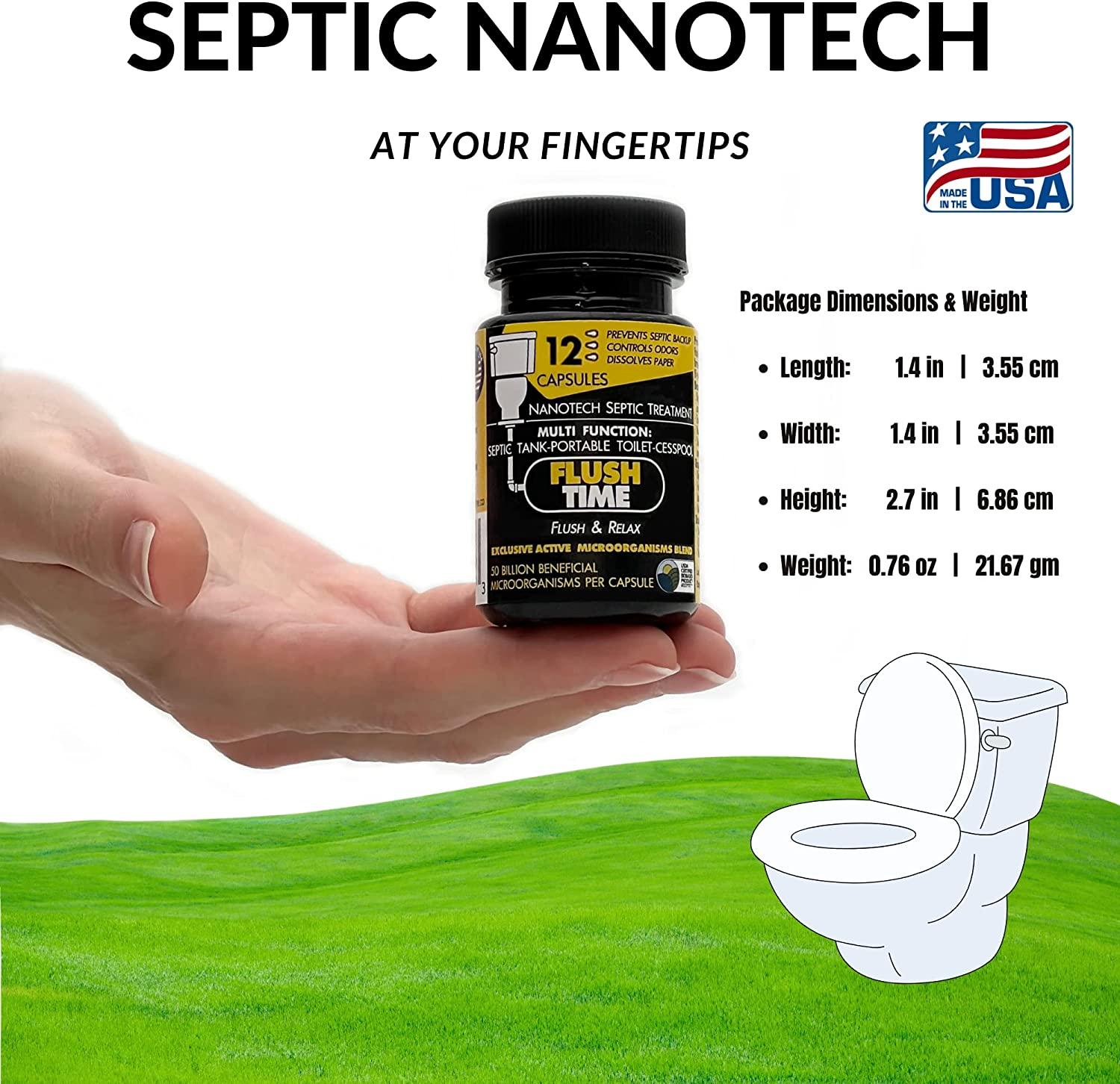 FLUSHTIME Septic Tank Treatment 12 Month Supply Prevent Septic Backup Natural Flushable