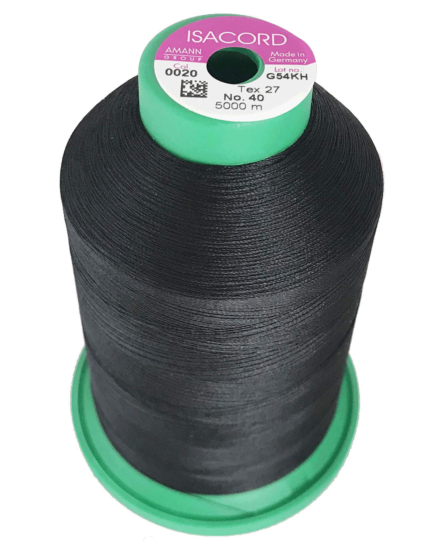 Isacord Embroidery Thread, Black Thread 5000M color 0020