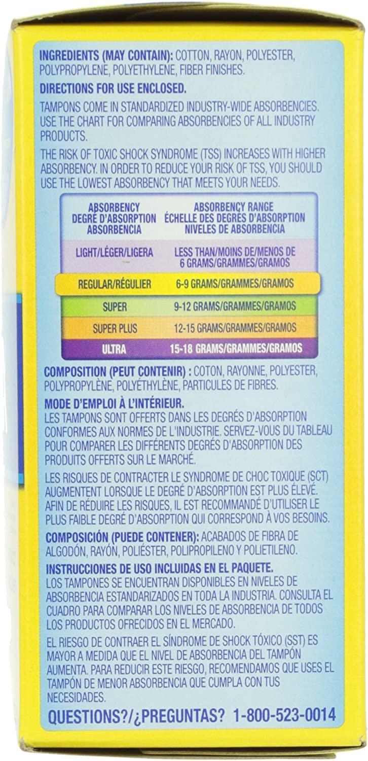 Tampax Tampons Regular Absorbency Cardboard Applicator Leakgaurd Skirt