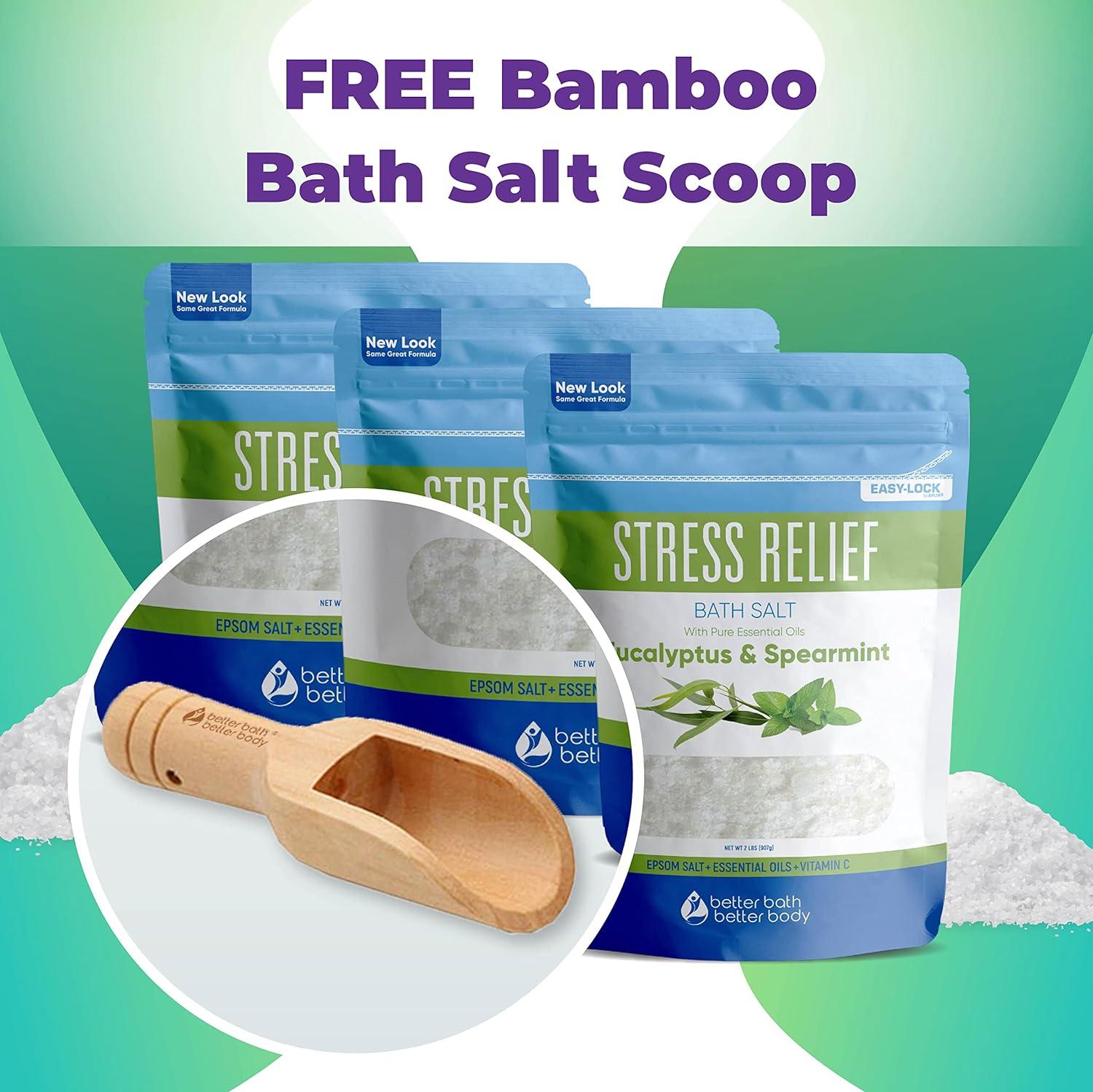 Stress Relief Bath Salt (3Pack Plus Scoop) Epsom Salt Relaxing Bath