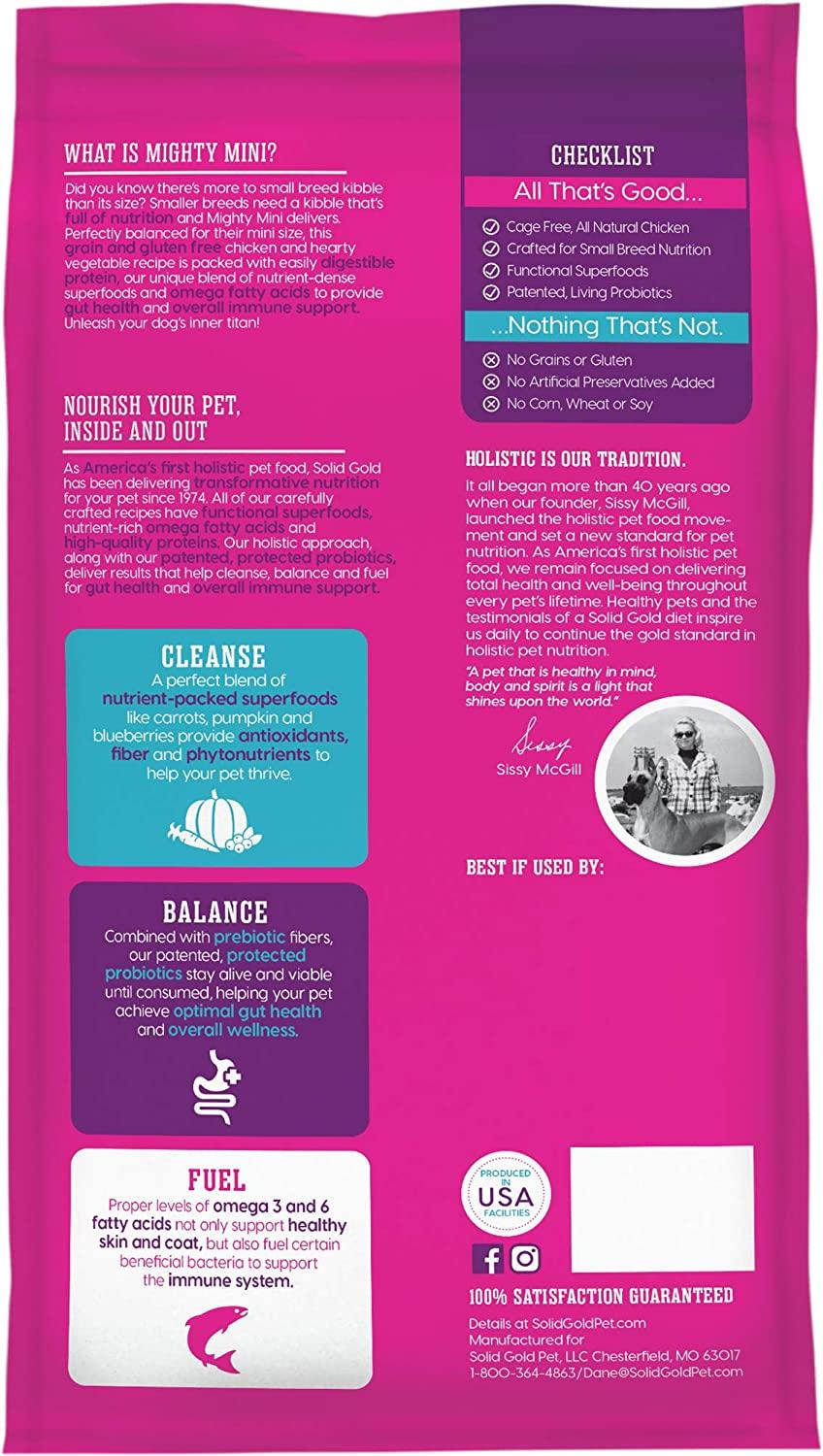 Solid Gold Mighty Mini Grain-Free Dog Food with Probiotics Ideal