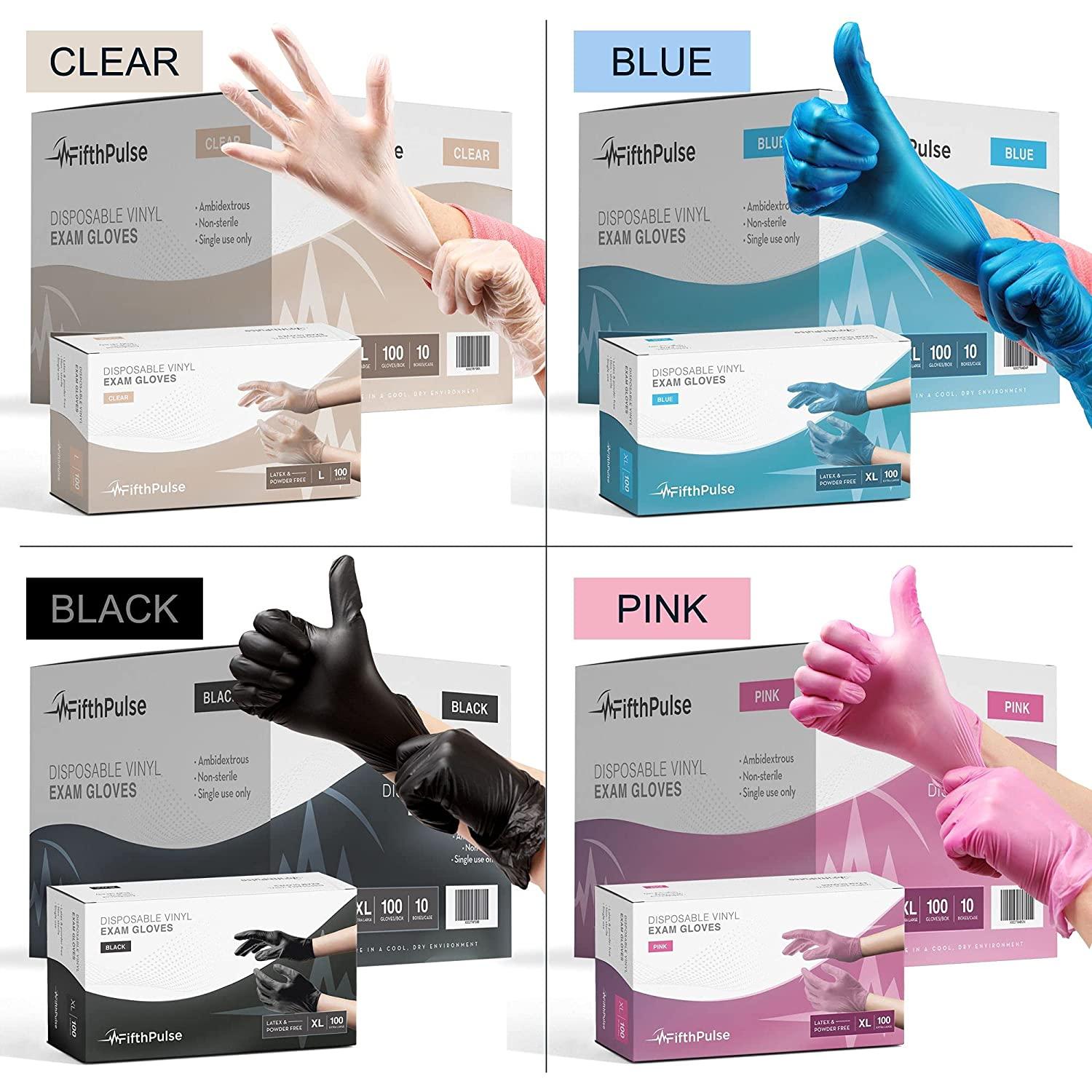 Pink Vinyl Disposable Gloves Medium 100 Pack Latex Free, Powder Free