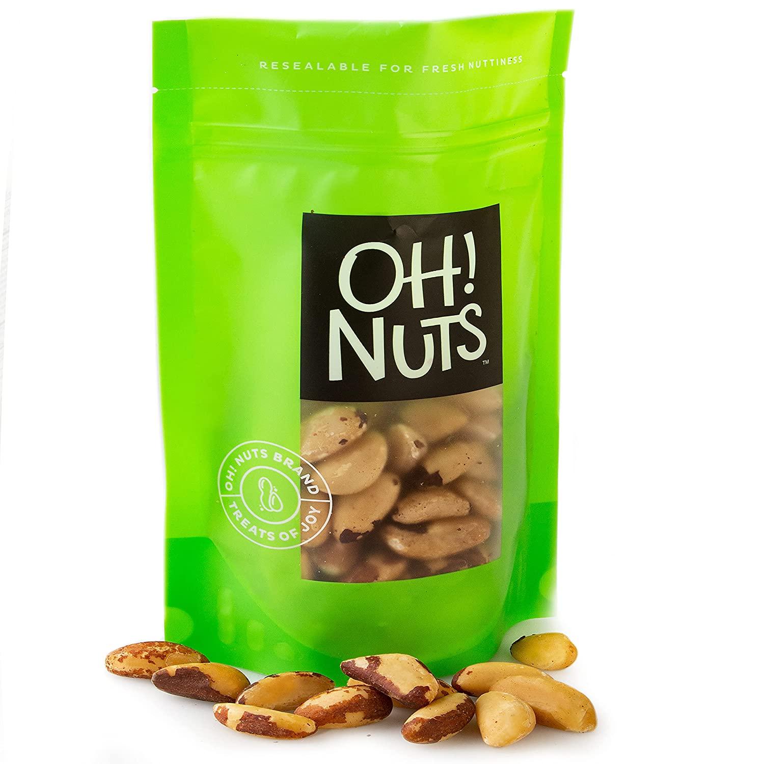 Raw Brazil Nuts 1LB Resealable Pack Premium Whole Unshelled Nuts for