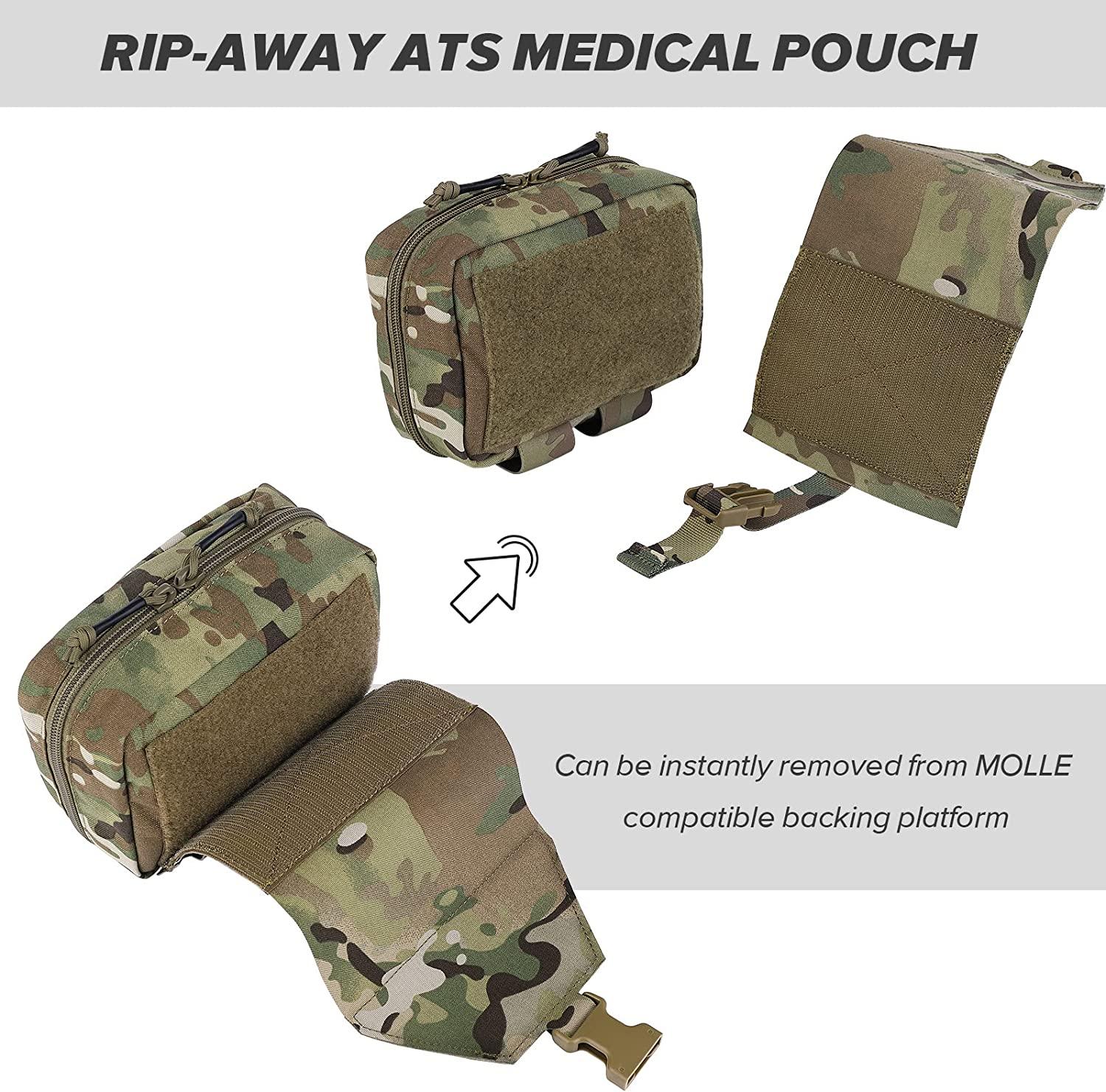 PETAC GEAR Rip Away IFAK Pouch, Tear Off Medical Pouches ,Slim EMT Pouches,for  Tactical Vest / Duty Belt / MOLLE Panels MULTICOLOR