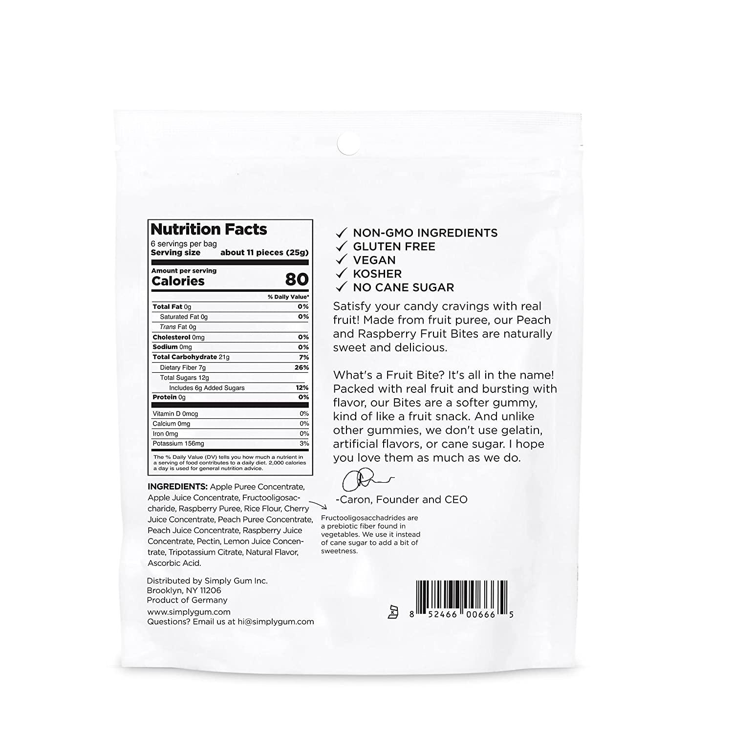 Real Fruit Gummies Peach and Raspberry 5.3 oz (Pack of 2) No Cane