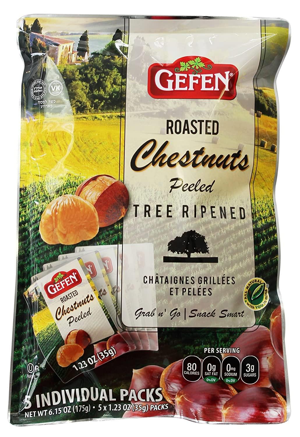 Gefen Organic Whole Roasted Chestnuts 1.23oz Grab n' Go Bags (15 Packs