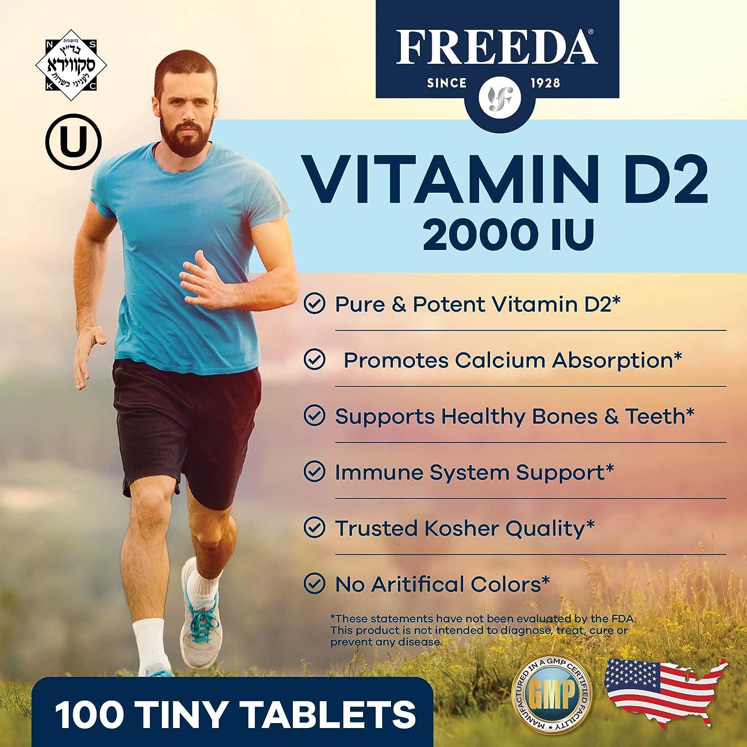 Freeda Vitamin D2 2000 IU Kosher Certified High Potency