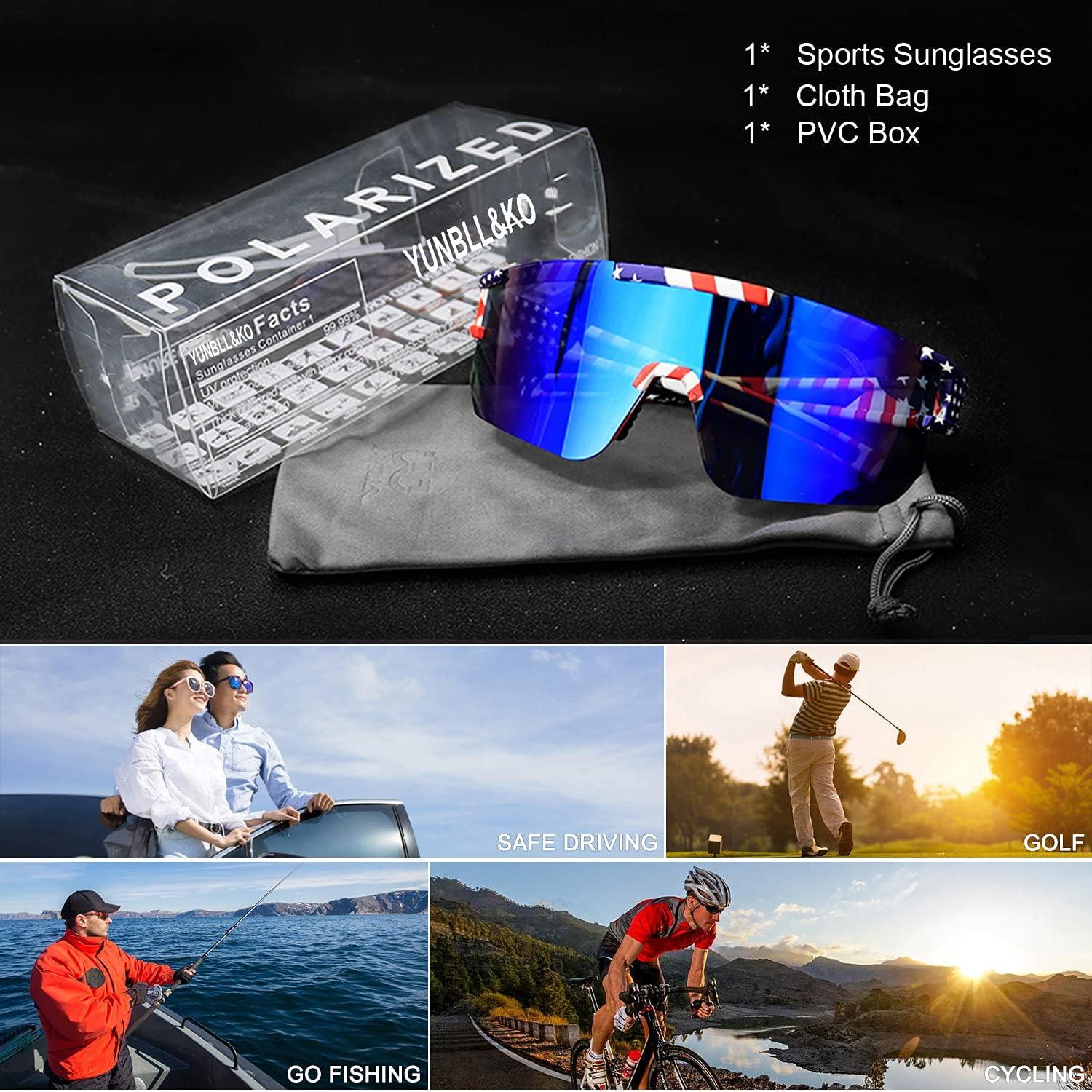 YUNBLL&KO Polarized Sports Sunglasses for Men Women, P-V Style UV400,  Cycling Glasses Baseball Goggles Running Golf A3
