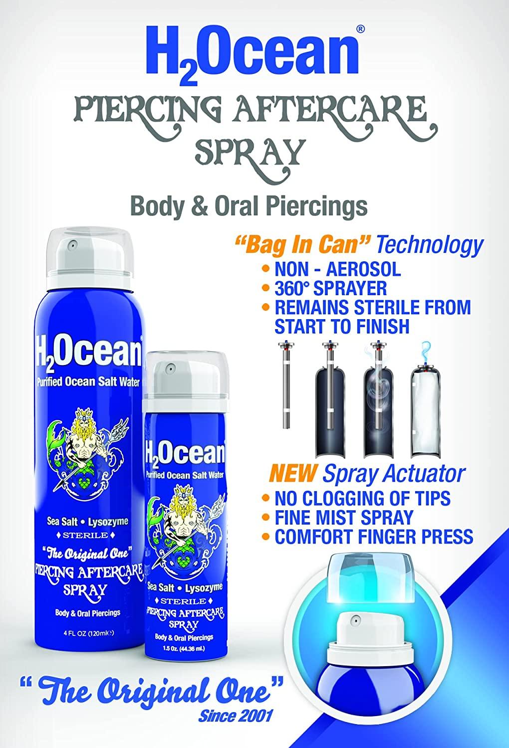 H2Ocean Piercing Aftercare Spray, Sea Salt Keloid & Bump Treatment