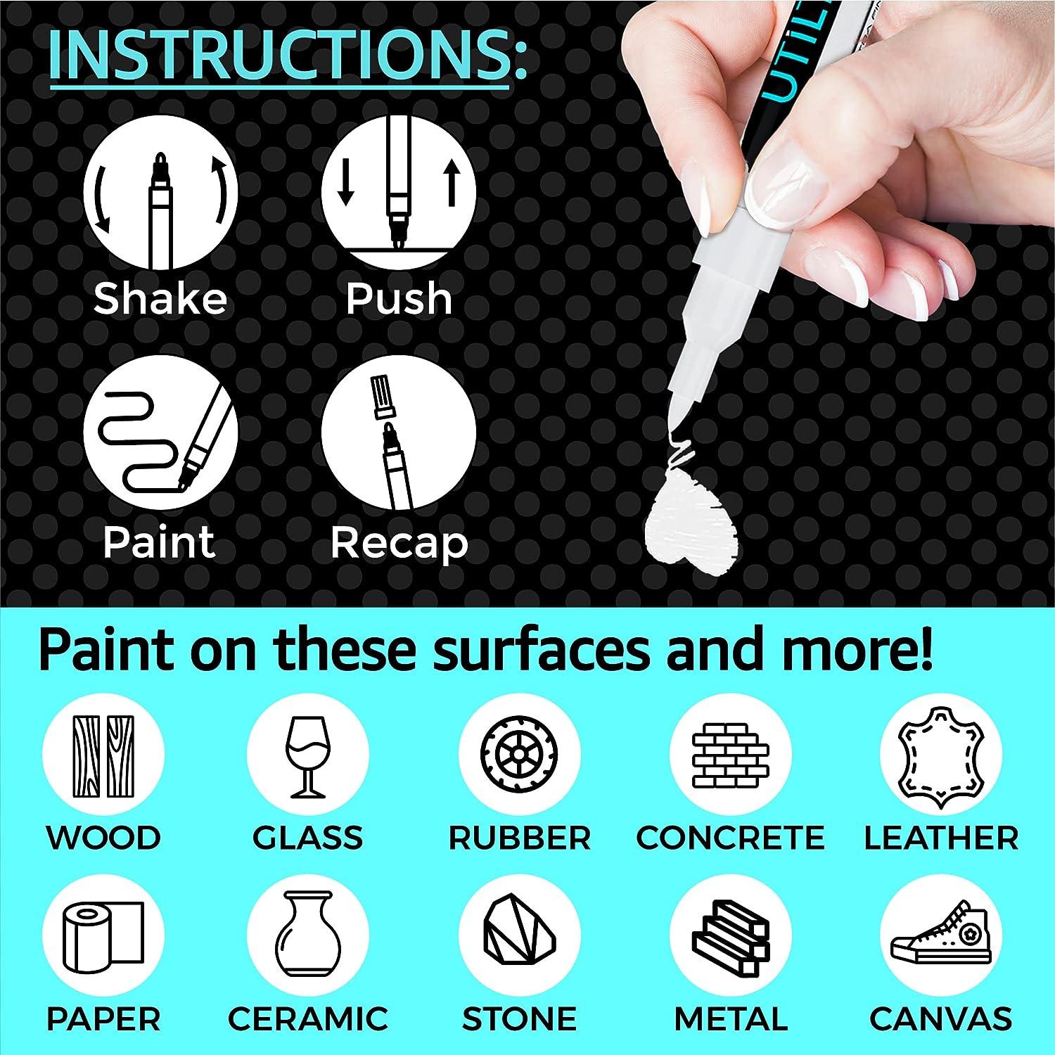 White Paint Marker (8Pack) 0.7mm Extra Fine Tip Made in Japan Bold