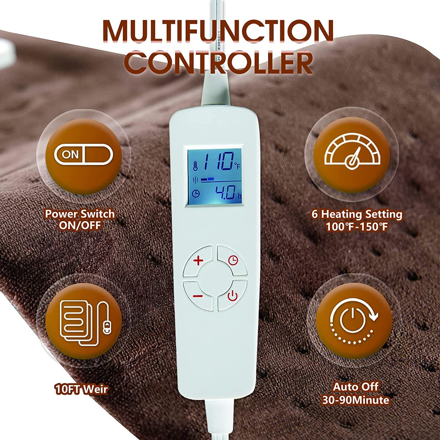 Mosabo Electric Heating Pad for Cramps and Back,Neck,Shoulder Abdomen Pain Relief,12"x24" Extra