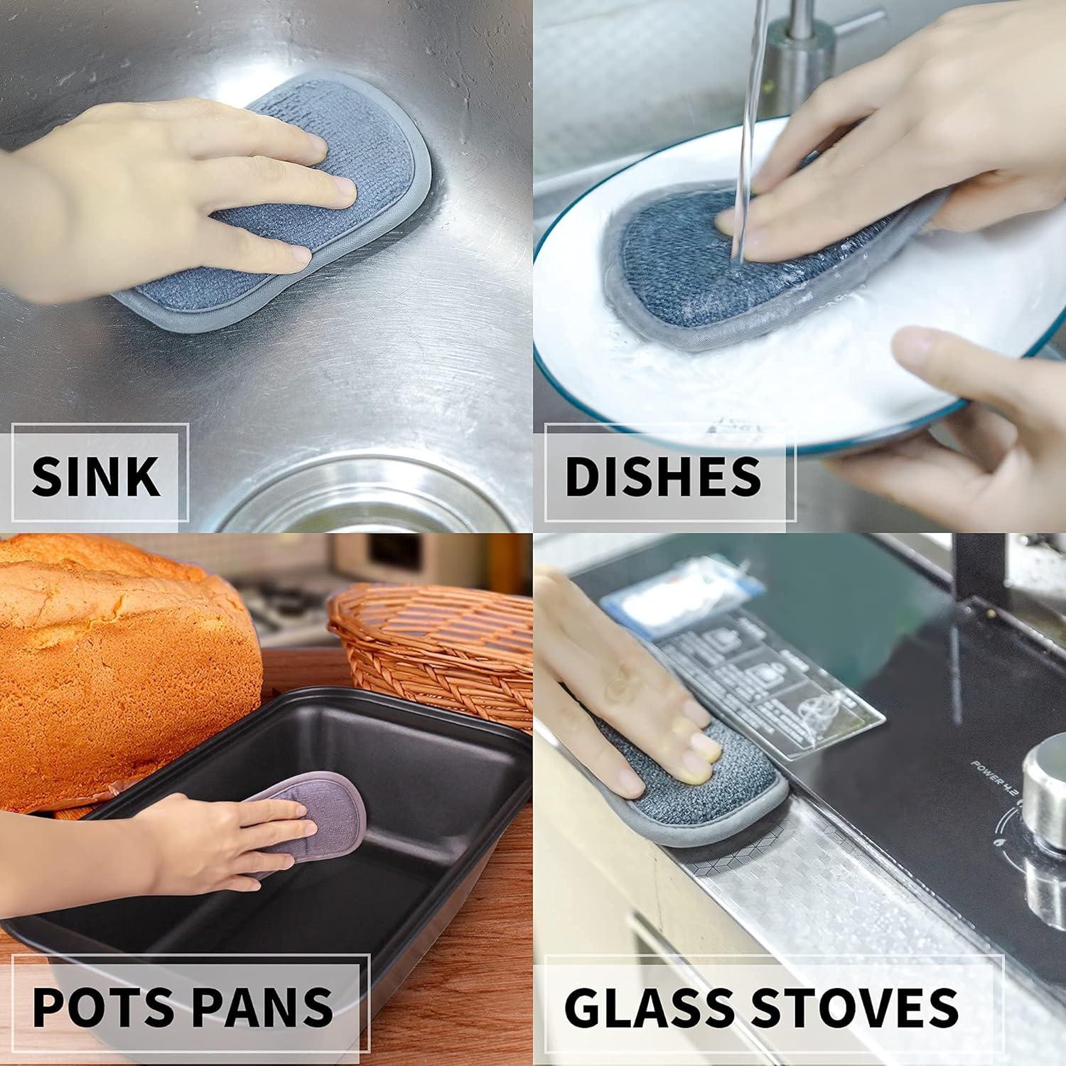 6Pack Reusable Washing Up Sponge NonScratch DualSided Kitchen and