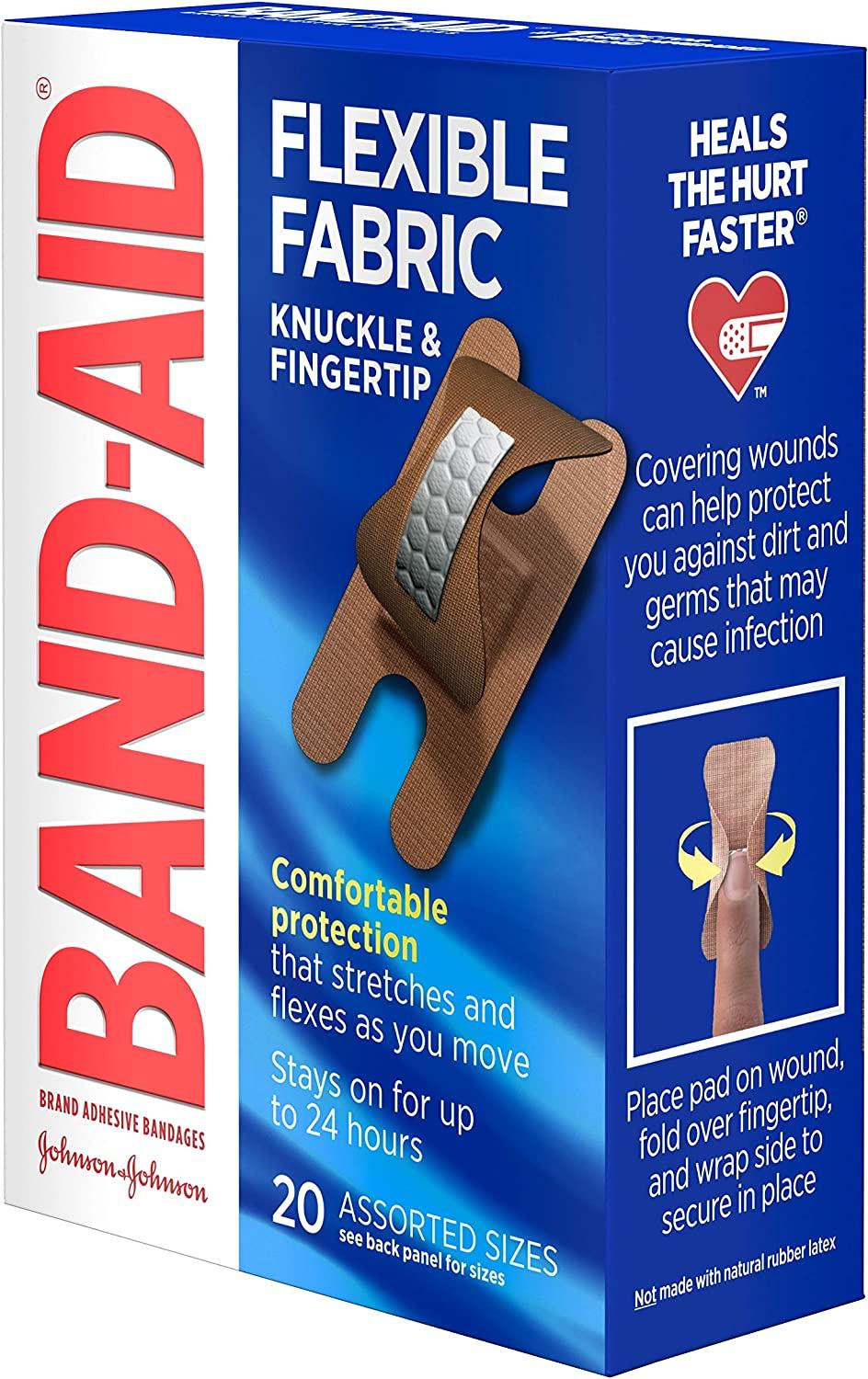 BAND-AID Brand Flexible Fabric Bandages Knuckle & Fingertip, 20 Count