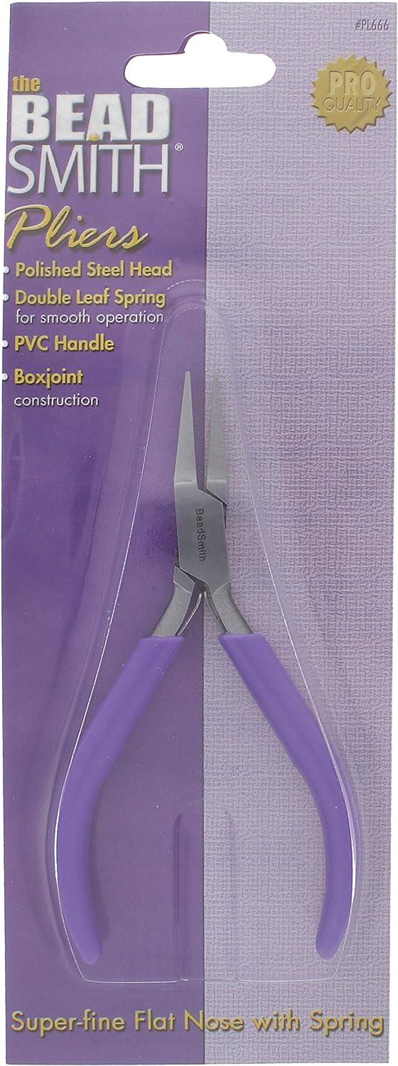 The Beadsmith Flat Nose Pliers 4.5 inches (114mm) Purple Vinyl Grip Handle  with Double Leaf Springs Jewelry Making Tool for Creating Bracelets  Earrings and Necklaces