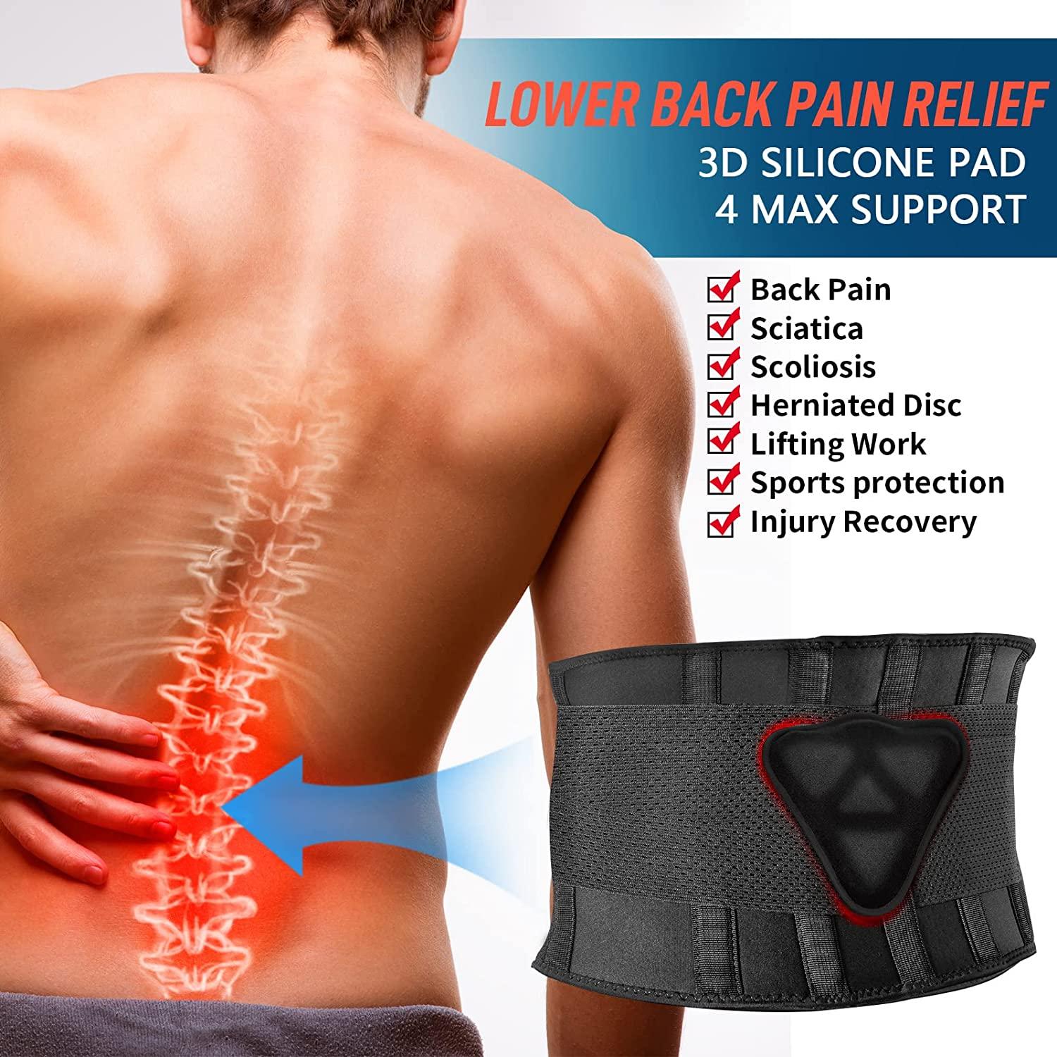 FEATOL Lower Back Pain Relief Brace with 3D Silicone Lumbar Pad