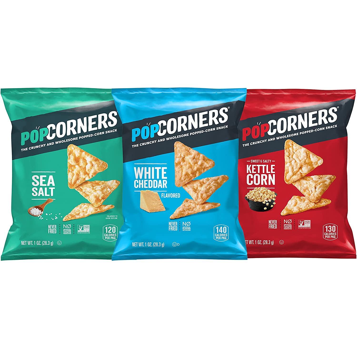 PopCorners Snacks Gluten Free Chips 3 Flavor Variety Pack 1oz Bags (20