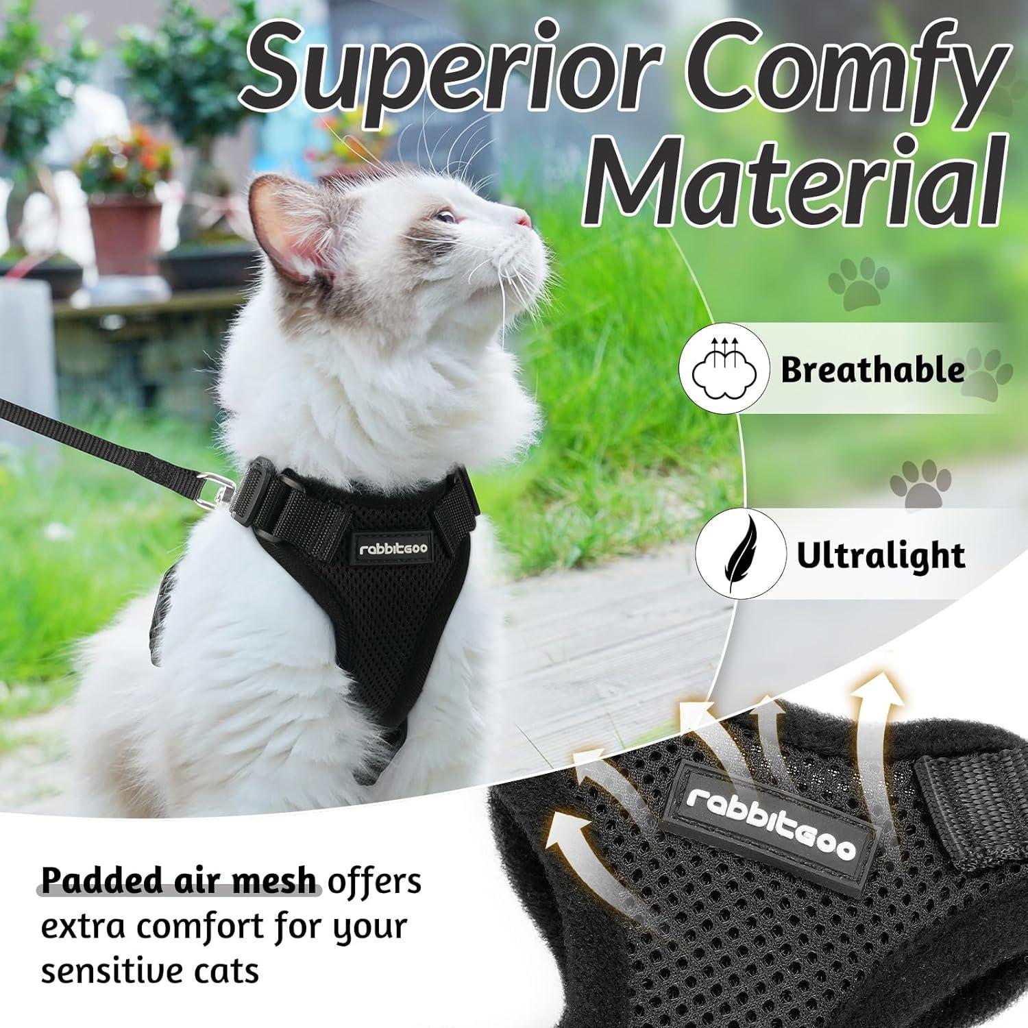rabbitgoo Escape-Proof Cat Kitten Harness with Leash Set for Walking Kitty  Small Dog Harness with