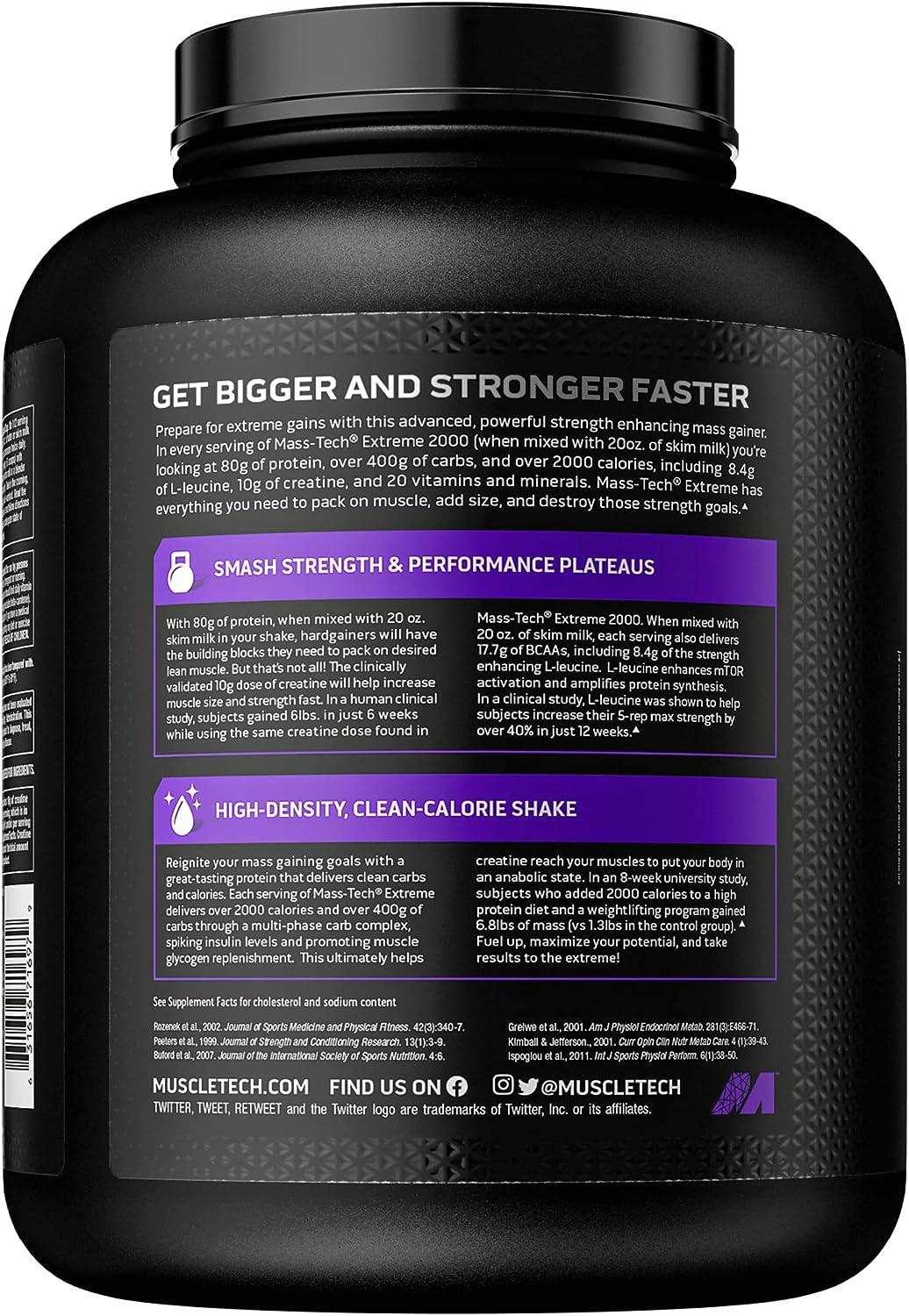 MuscleTech MassTech Extreme 2000 Vanilla Milkshake 6lbs Protein