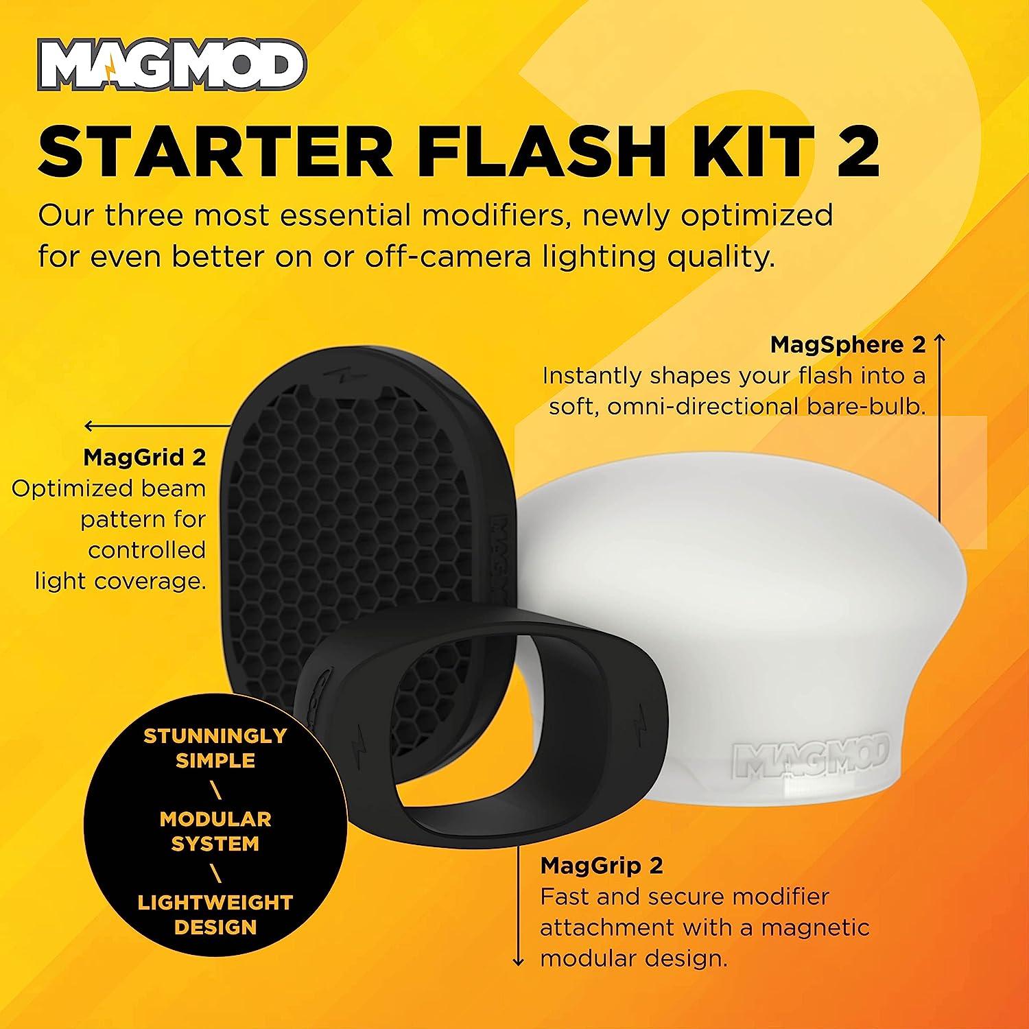MagMod Starter Flash Kit 2 Camera Speedlight Diffuser & Light Modifier Attachments