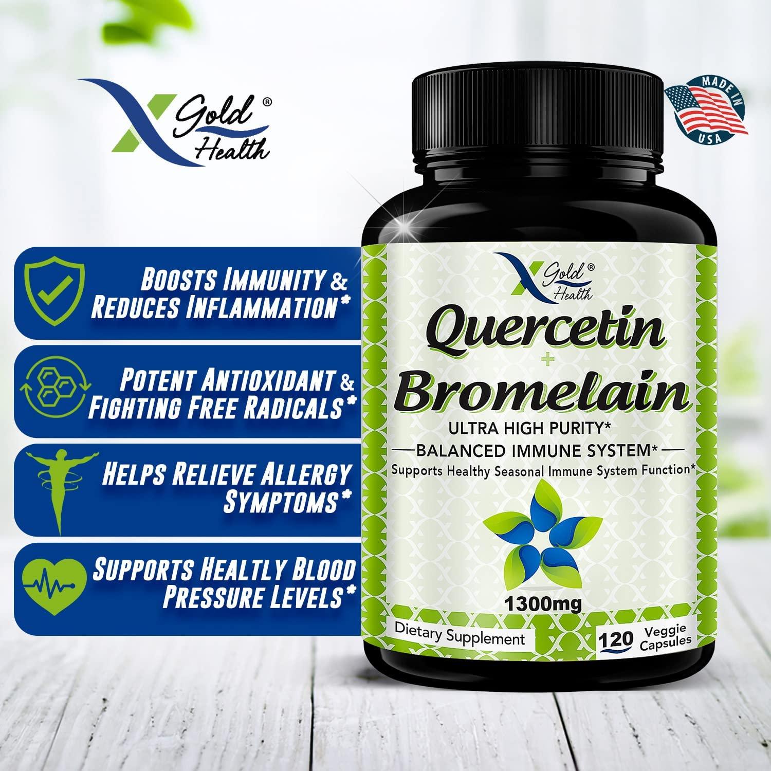 Quercetin 1000mg + Bromelain 300mg per Serving Quercetin with