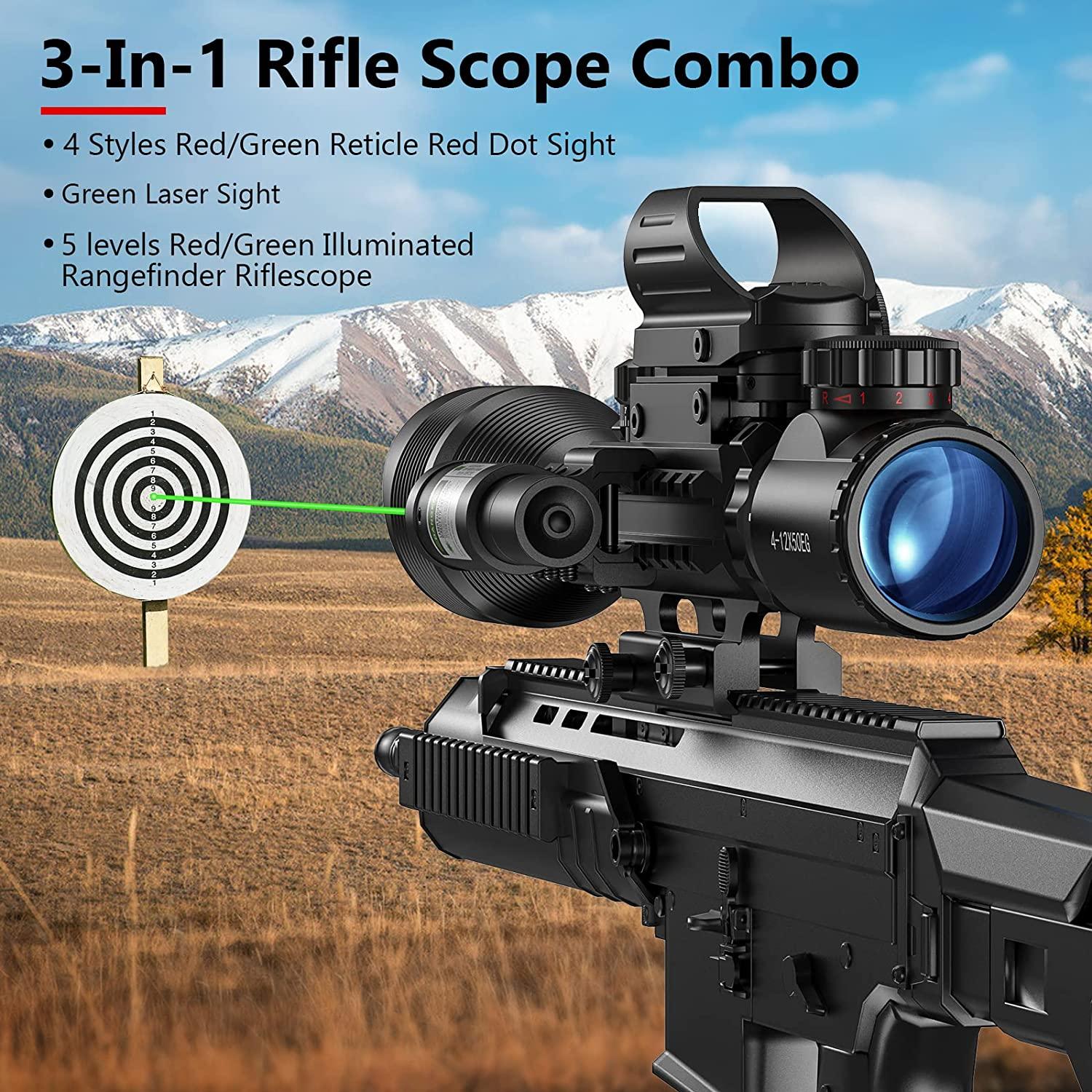 MidTen Riflescope Combo 412x50EG with Laser Sight, Holographic Reticle