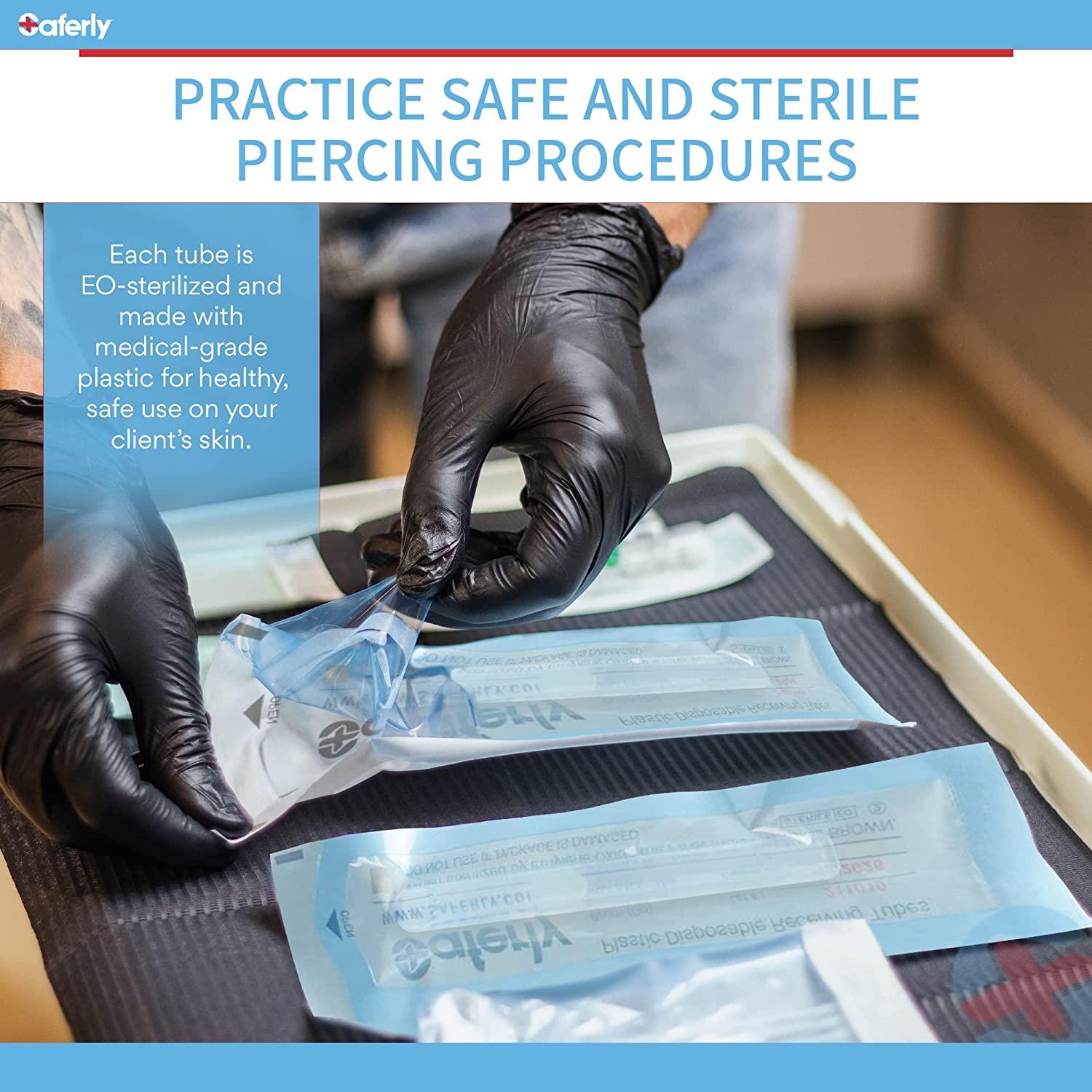 Saferly Body Piercing Needle Receiving Tubes 8mm Plastic Medical