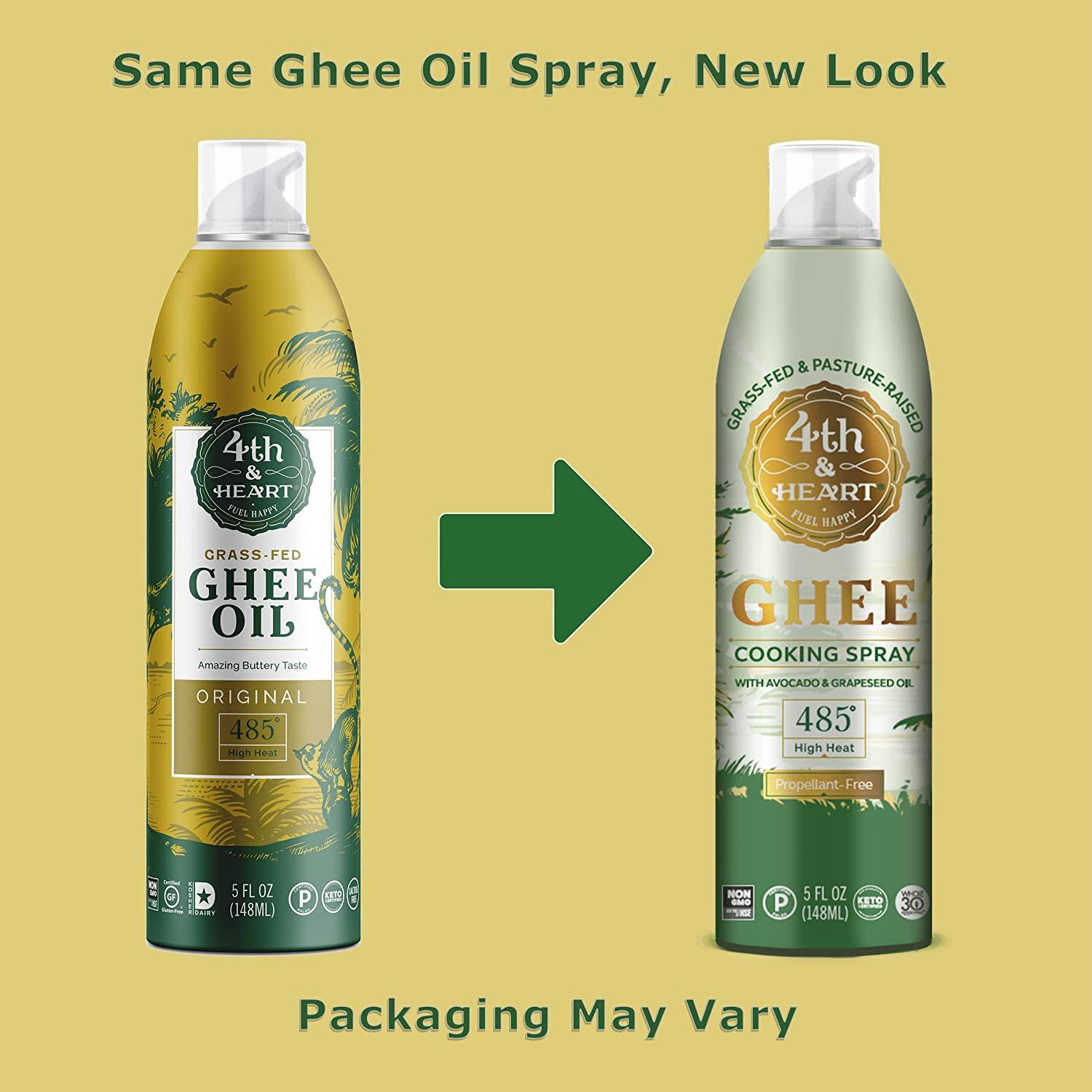 4th & Heart Original Ghee Oil Cooking Spray, 5 Ounce, NonStick High