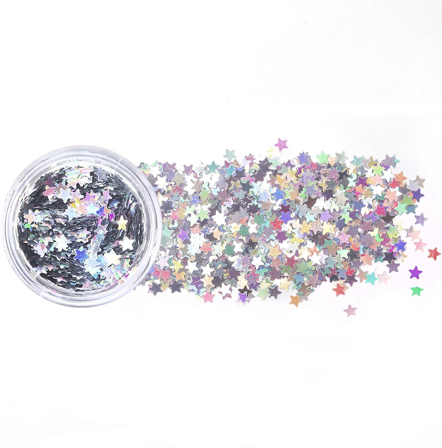 Laza Laser Tiny Star Glitter Sparkle Shiny False Nail Sequins Acrylic  Paillettes Redial Nails Party Decoration DIY Crafts Premium Nail Art Body  Eye Bling 10g Jars- Holographic Star