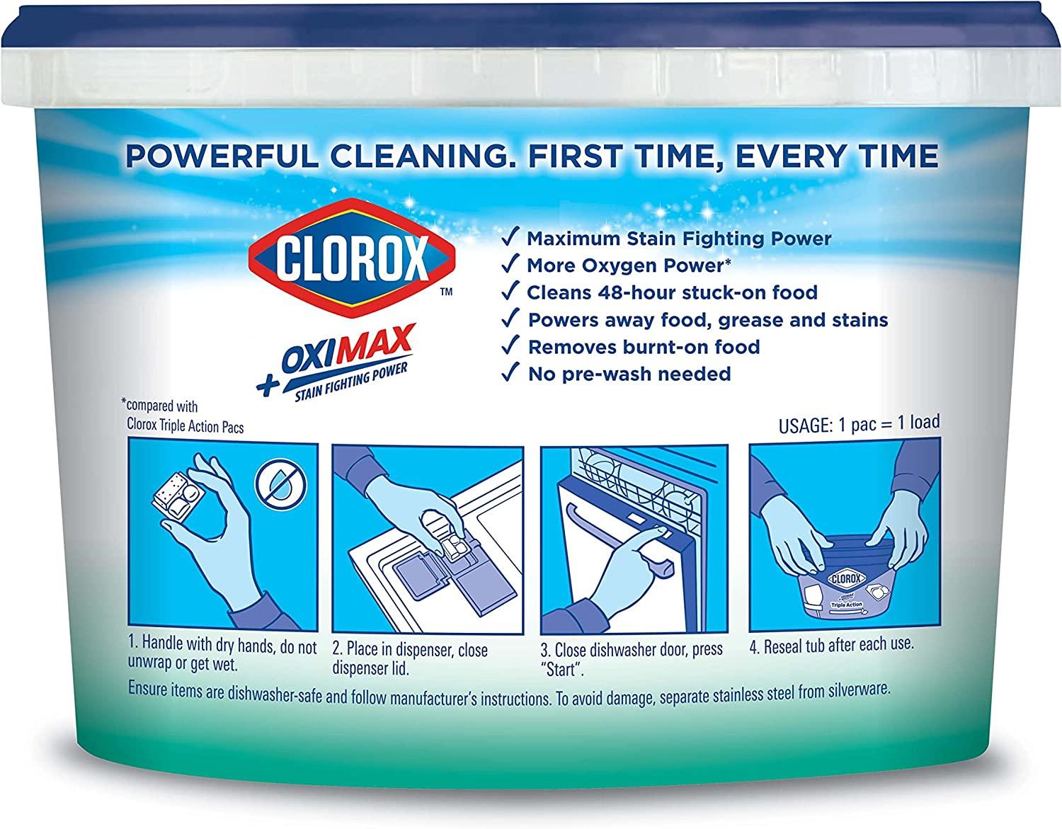 Clorox Triple Action +OxiMax Dishwasher Detergent Pacs, 41 Count