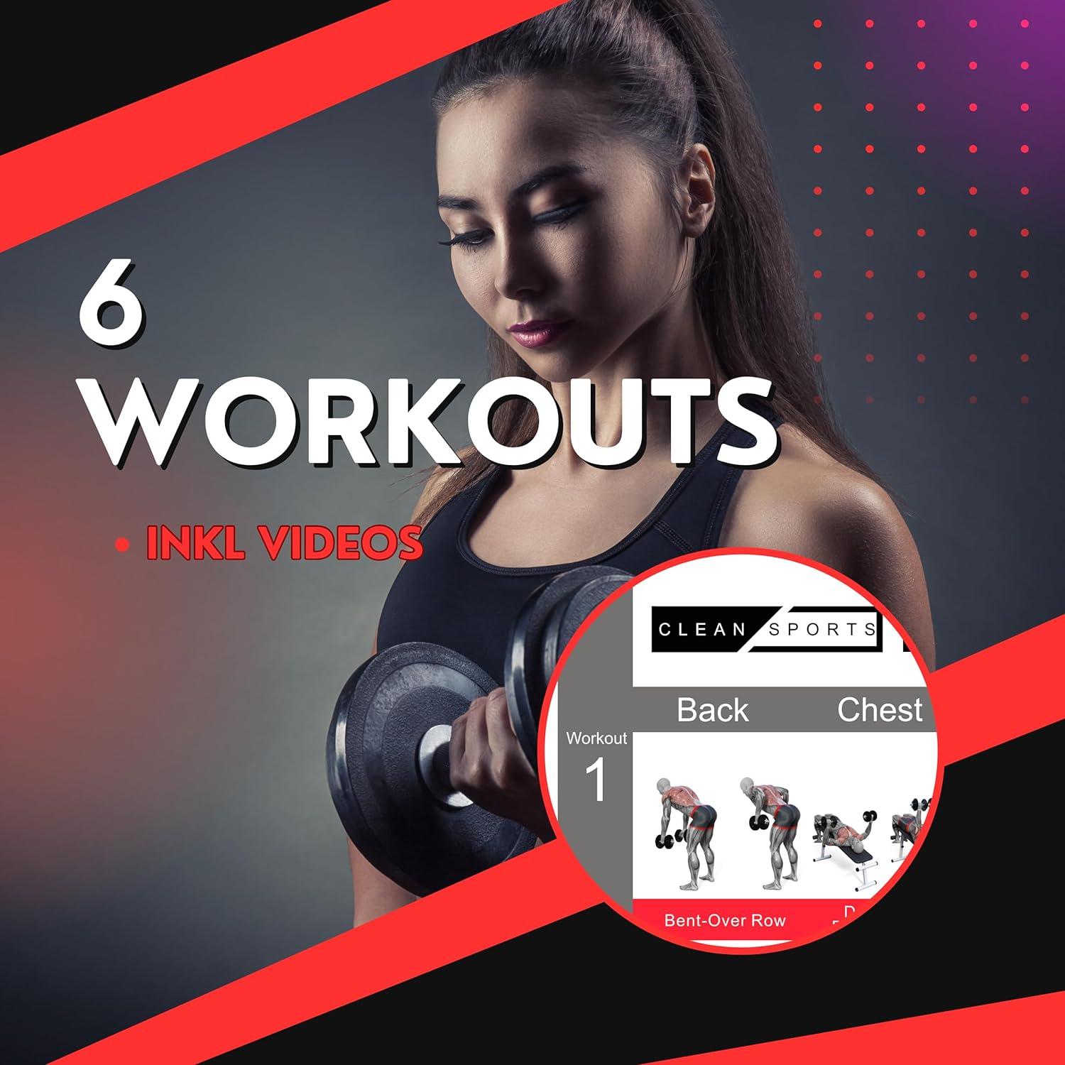 Clean Sports Kurzbang Workout Poster A1 6 FullBody Dumbbell Workouts