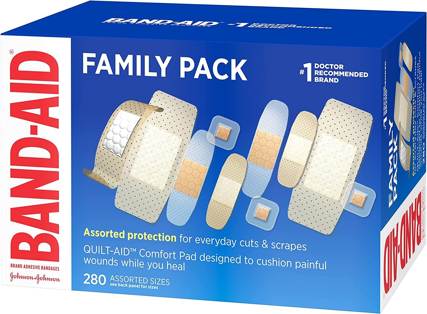 Band-Aid Brand Adhesive Bandage Family Variety Pack, Sheer & Clear Flexible  Sterile Bandages with Hurt-Free, Breathable Technology for First Aid Wound  Care, Assorted Sizes, 280 ct