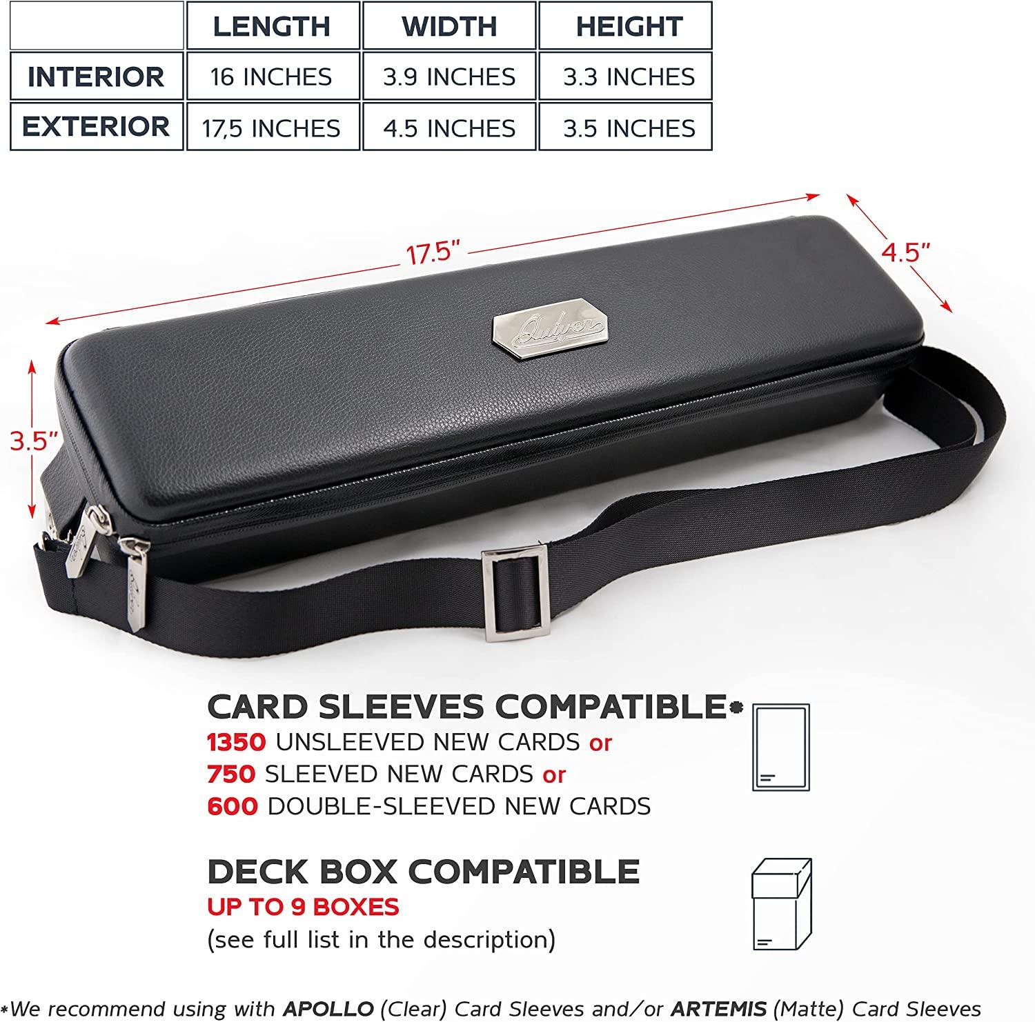 Quiver Time Black Card Case with Straps, Dividers, Corner Pads & 100 Apollo Card Sleeves