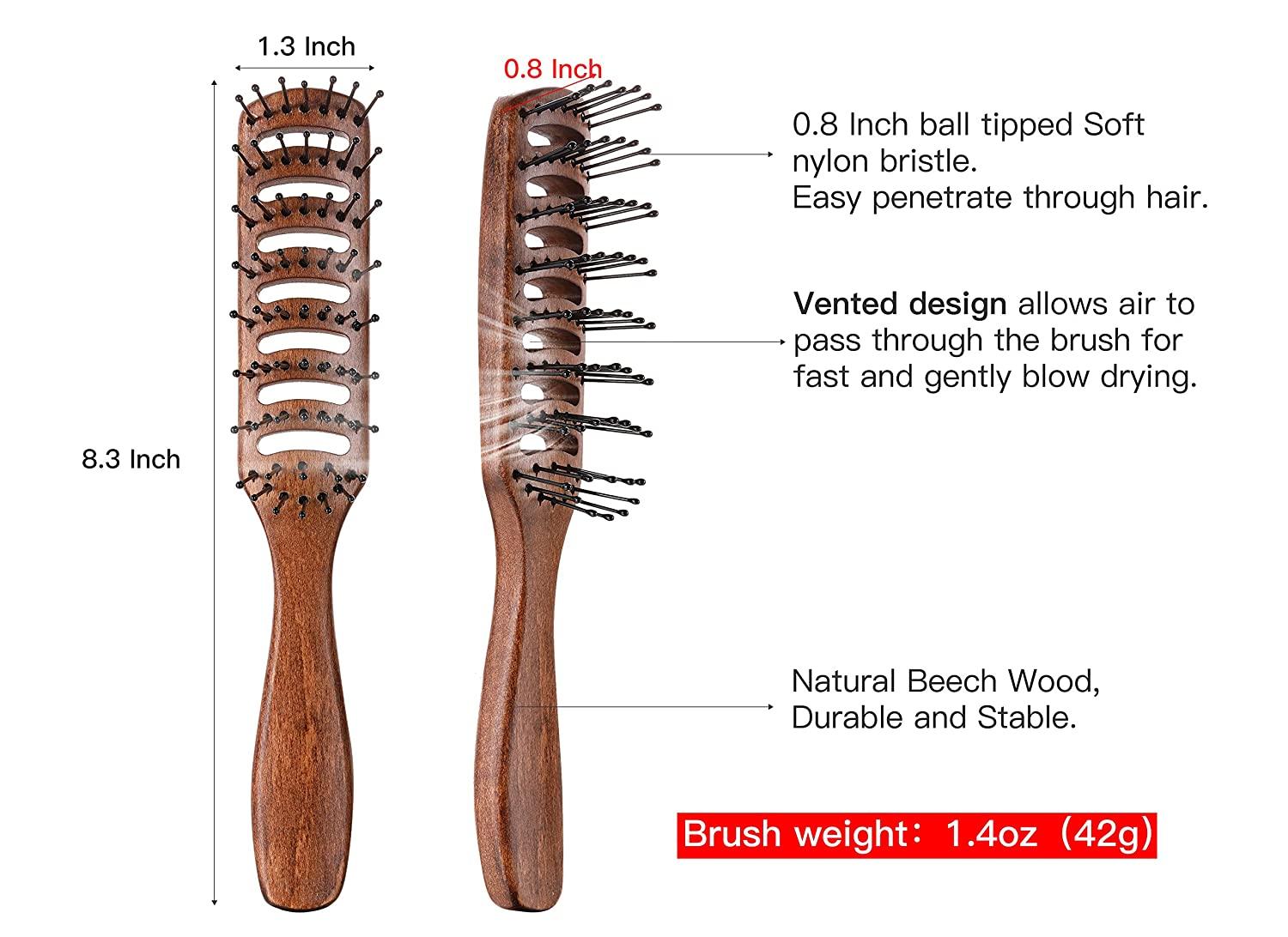 Men's Vented Hair Brush for Blow Drying Ball Tipped Bristles for