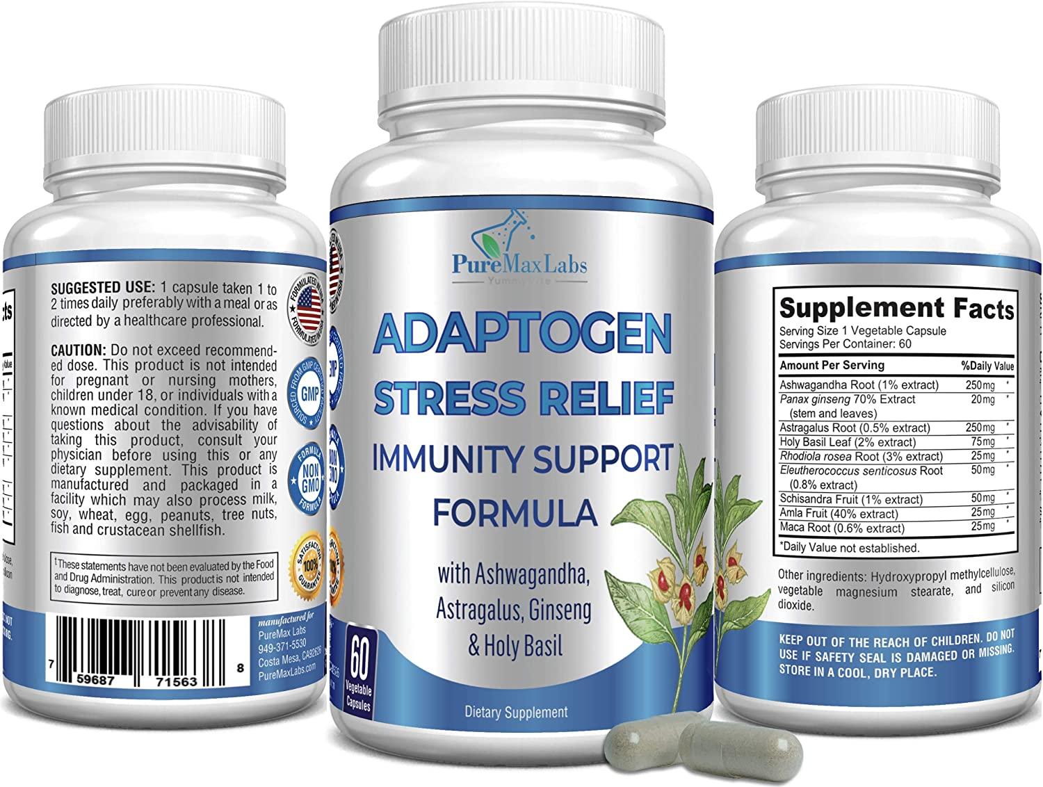 Adaptogen Stress Relief Immune Support Formula, 60 Capsules, Adrenal